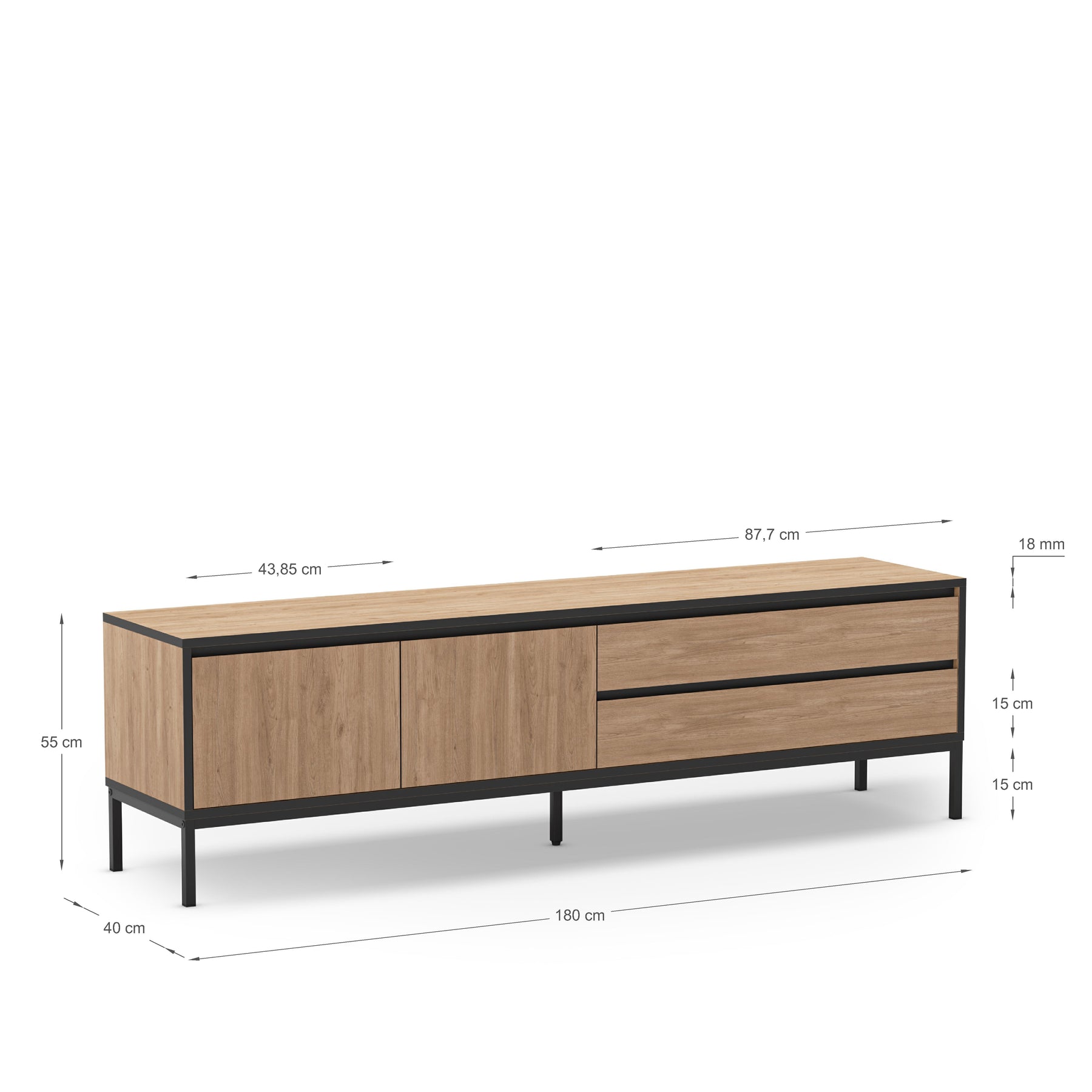 Mobile TV 2 ante 2 cassetti Lory 180x55 cm