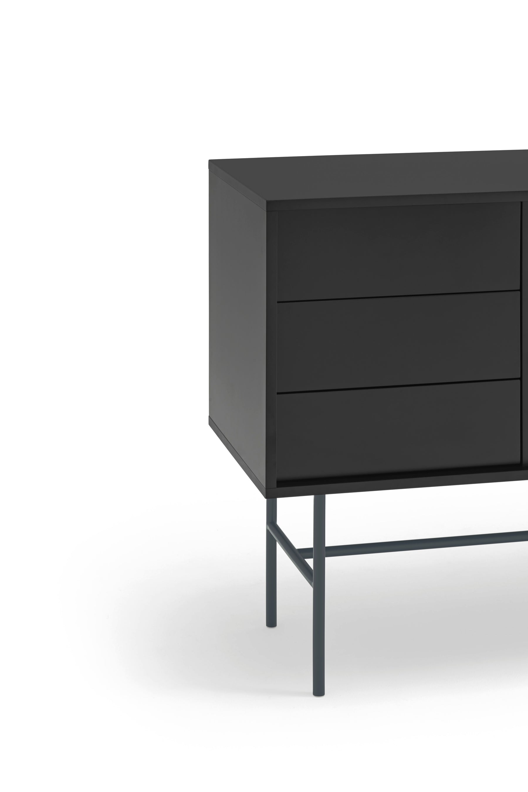 Cassettiera 3 cassetti e anta scorrevole laccata nero e grigio antracite Nube di Teulat 140x91 cm