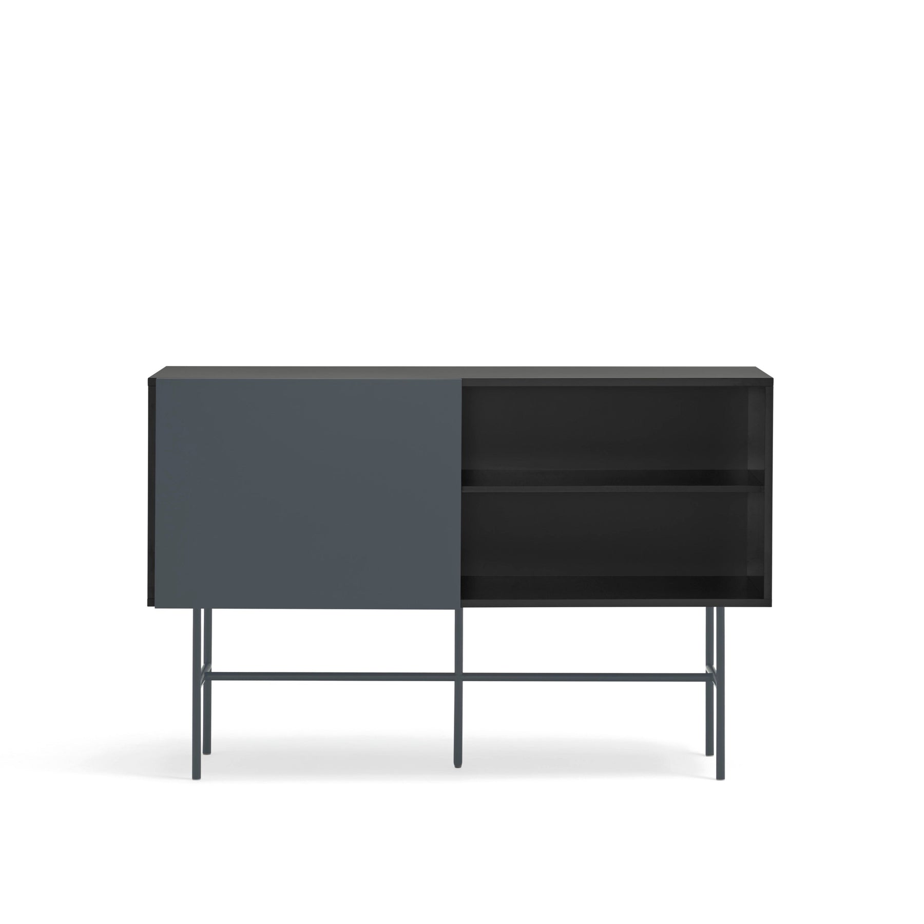 Cassettiera 3 cassetti e anta scorrevole laccata nero e grigio antracite Nube di Teulat 140x91 cm