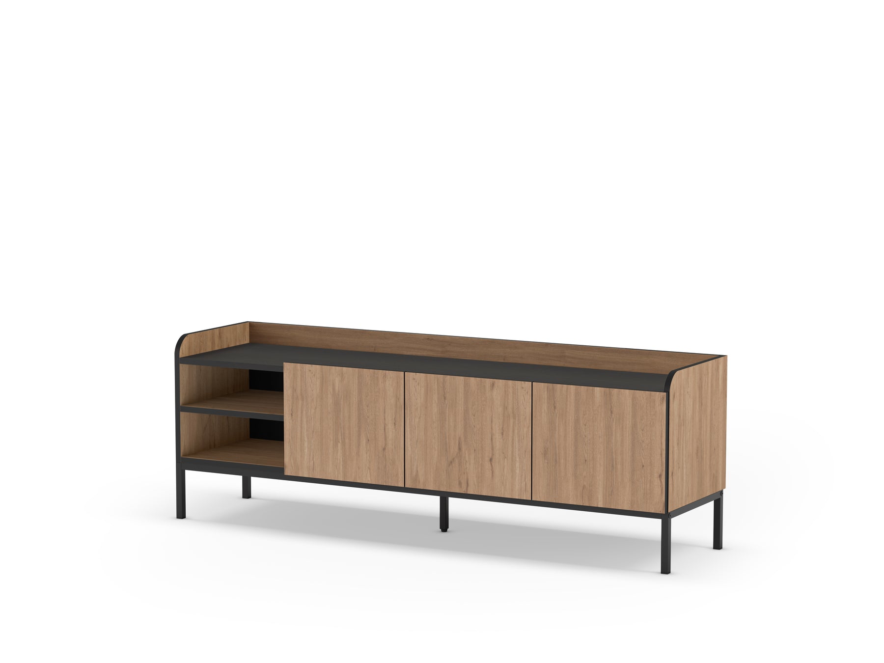 Mobile TV 3 ante con gamba in metallo Audry 160x55 cm