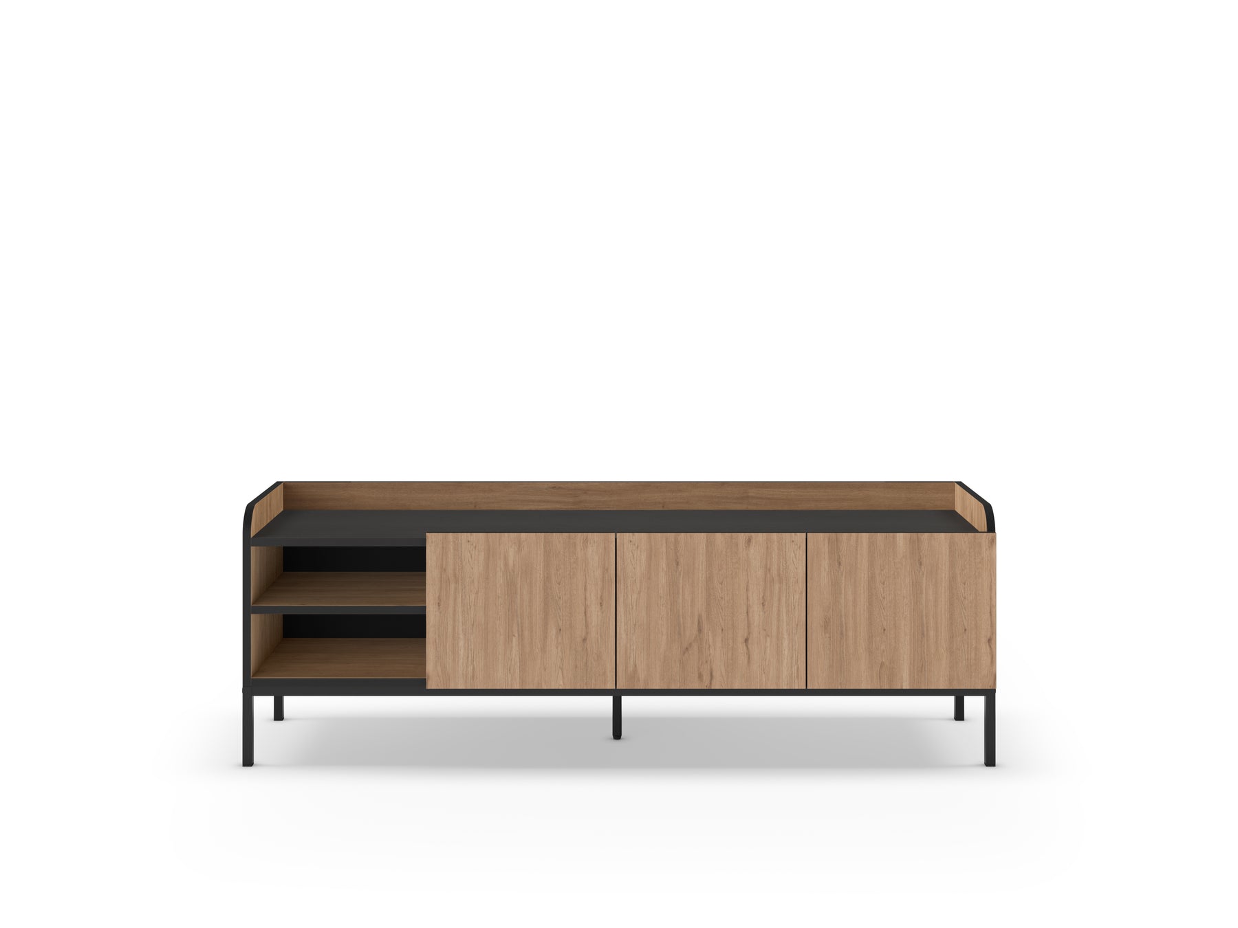 Mobile TV 3 ante con gamba in metallo Audry 160x55 cm