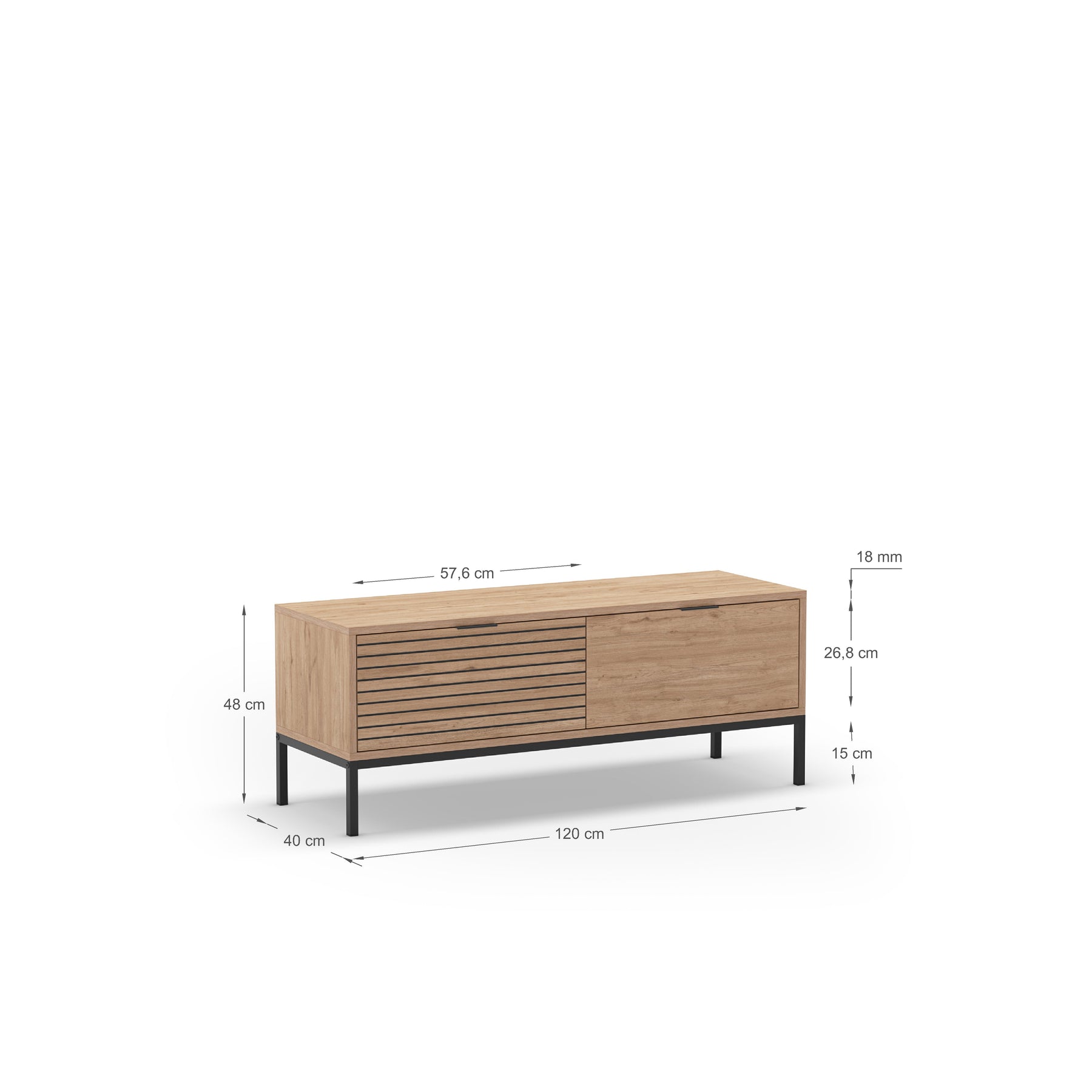 Mobile TV 2 cassetti rovere Ally 120x48 cm