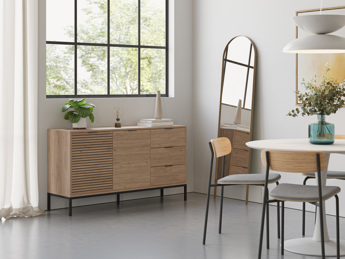 Madia 2 ante 3 cassetti rovere Ally 140x80 cm