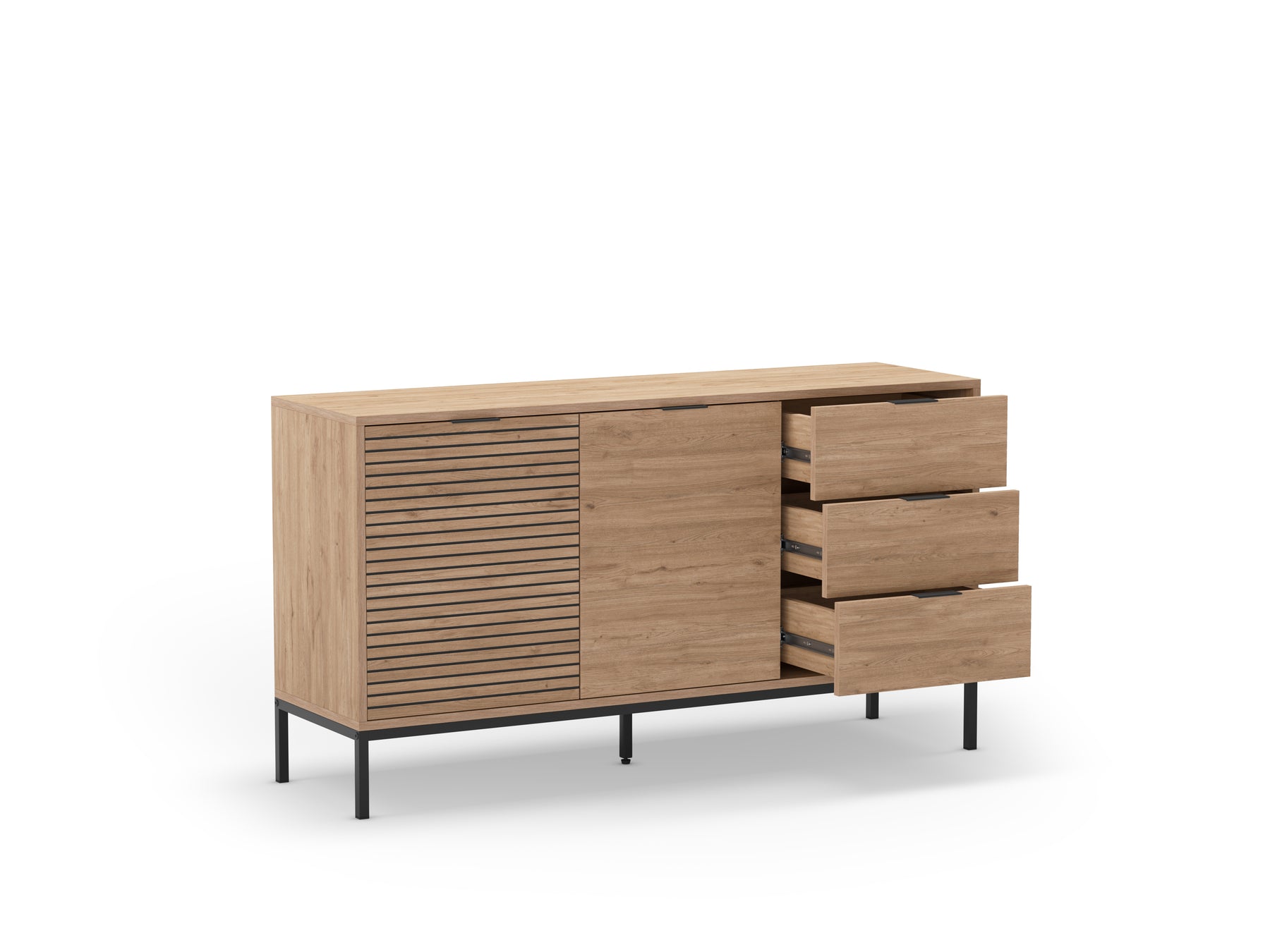 Madia 2 ante 3 cassetti rovere Ally 140x80 cm