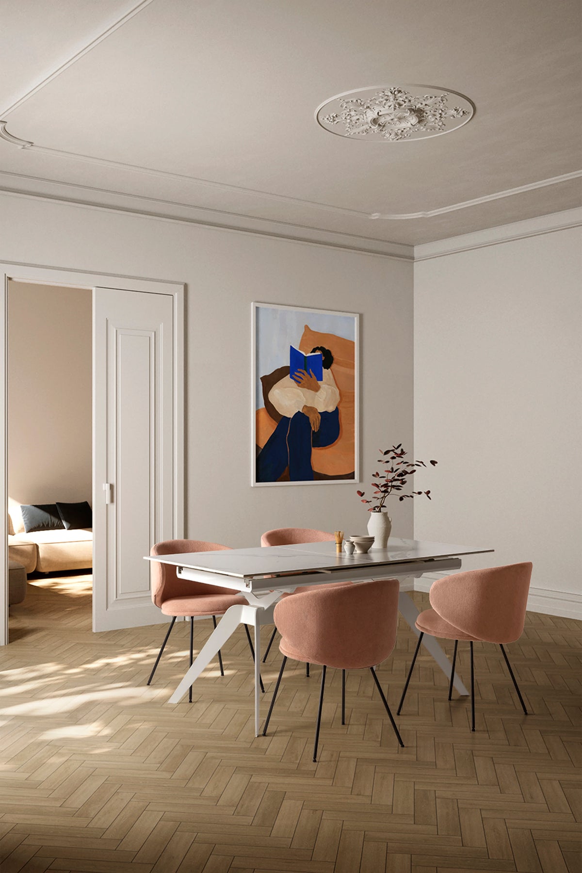 Set di 2 sedie in tessuto con gambe in metallo nero Lea 59x56 h77 cm