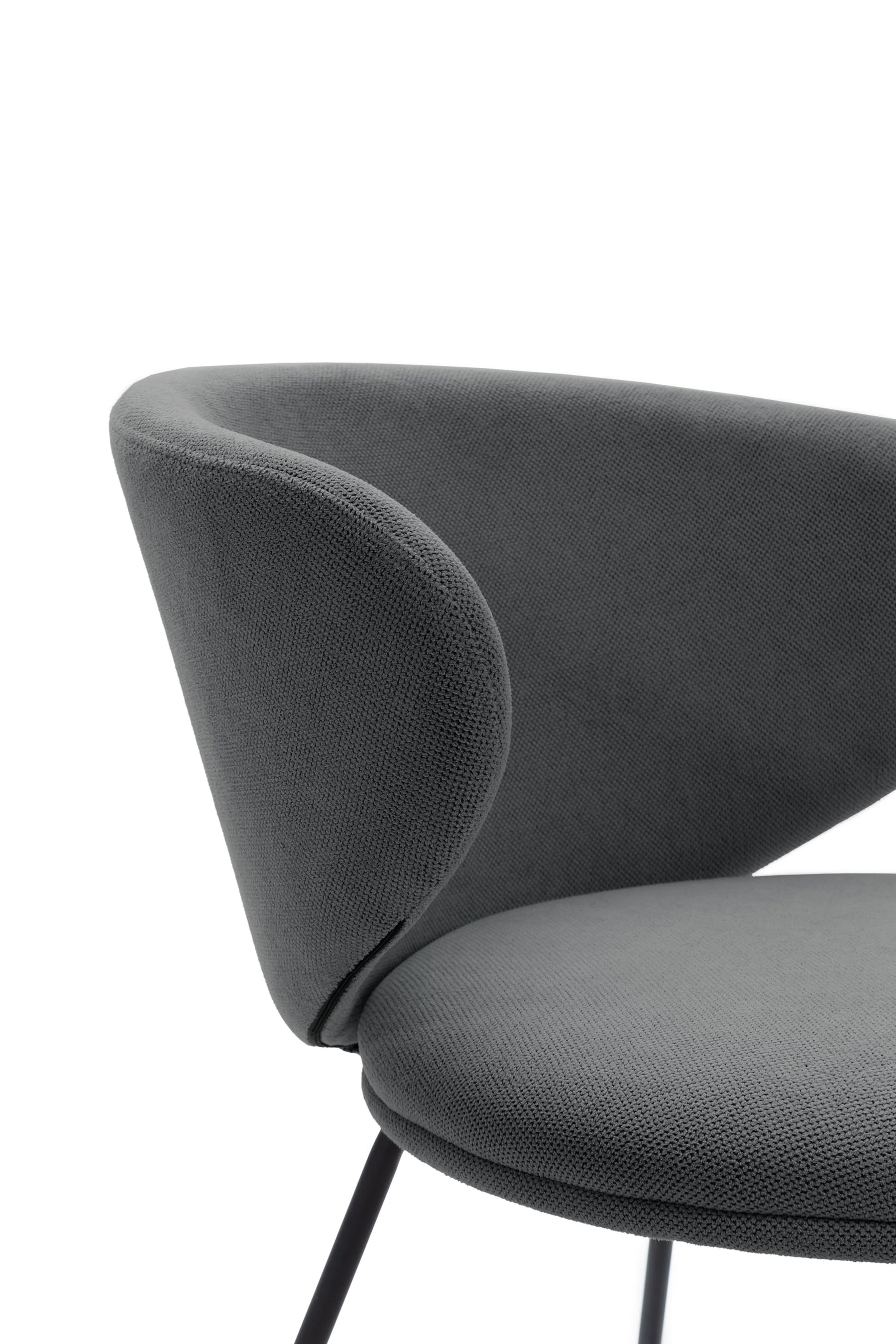Set di 2 sedie in tessuto con gambe in metallo nero Lea 59x56 h77 cm