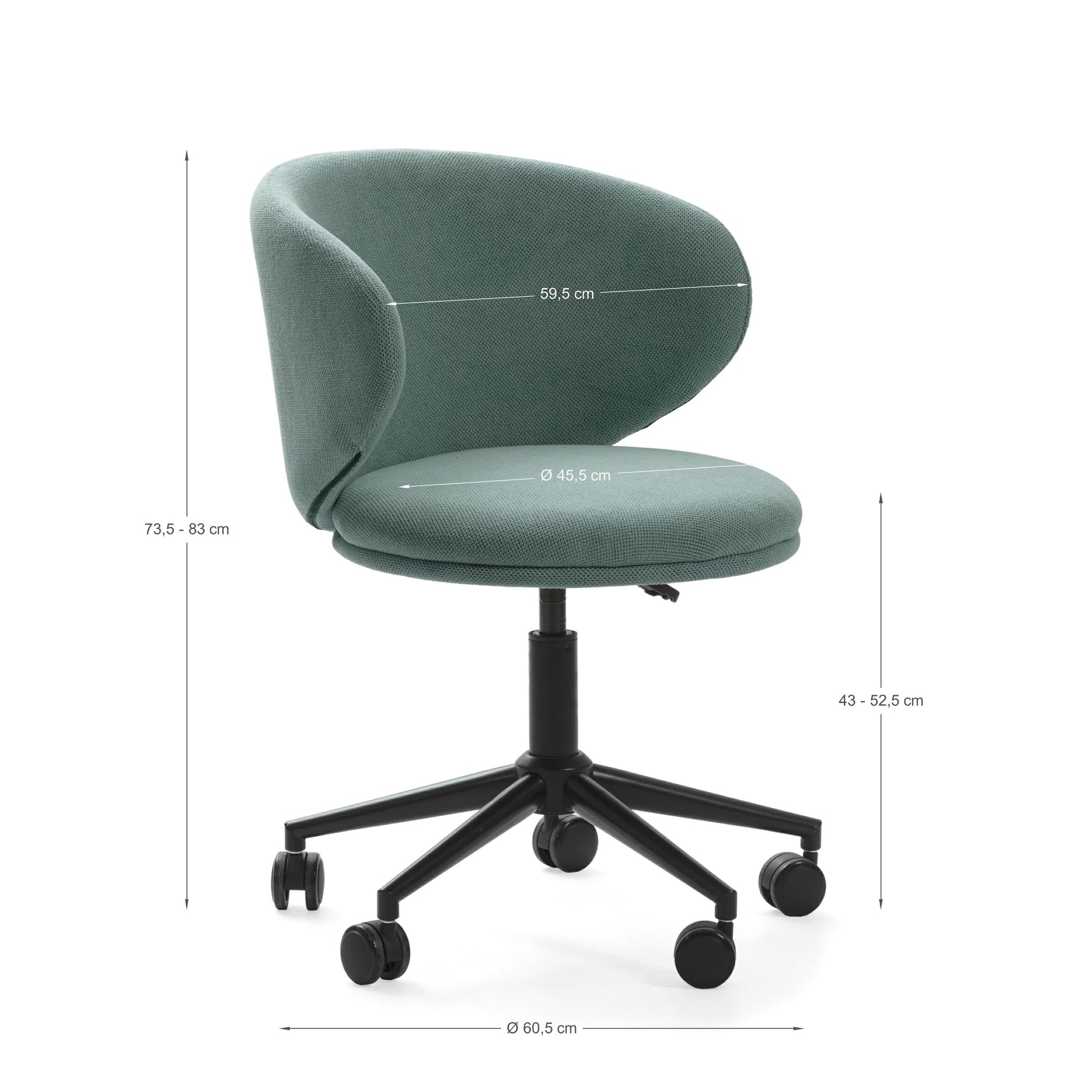 Sedia con base girevole e gambe in metallo rivestite nere Sofia 60x60 h73/83 cm