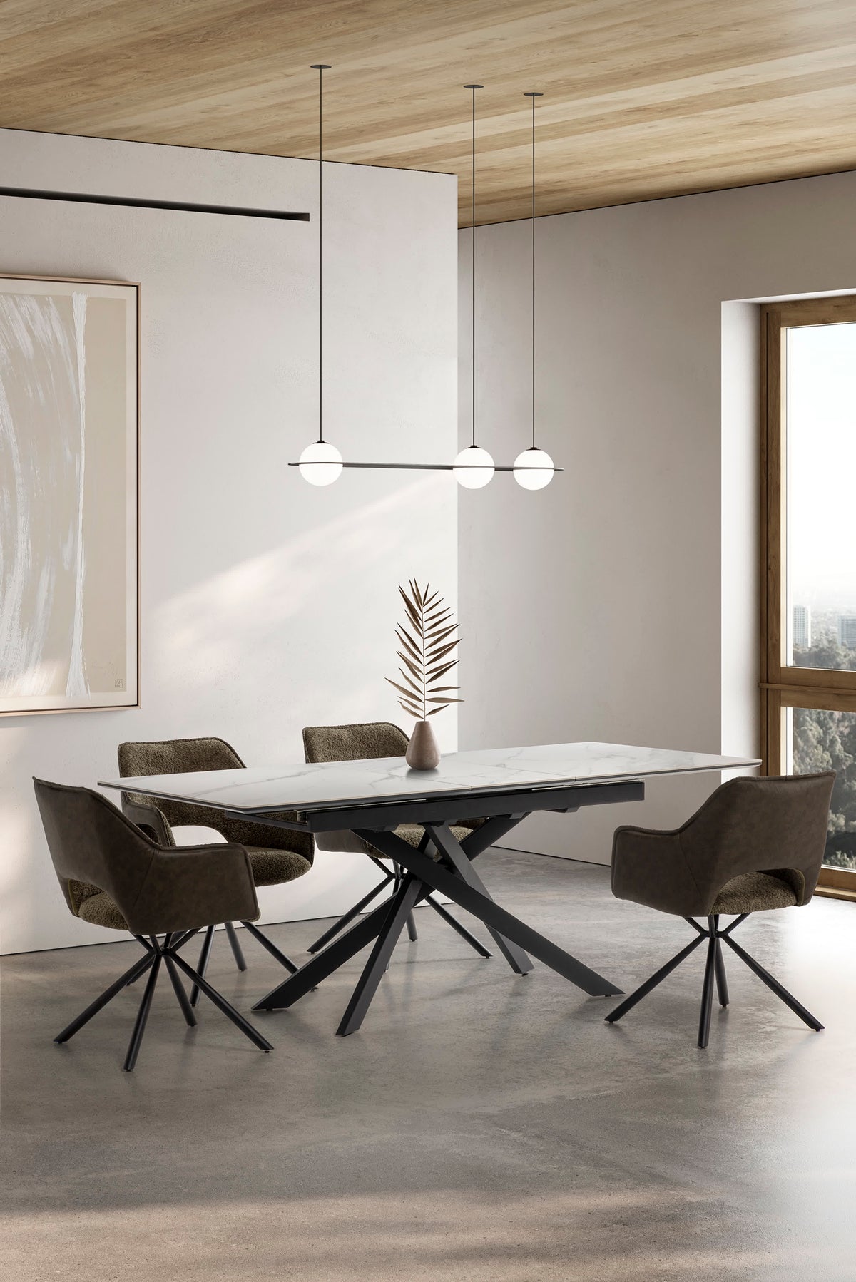 Tavolo allungabile in ceramica per 6/8 persone bianco Belman 160/200x76 cm