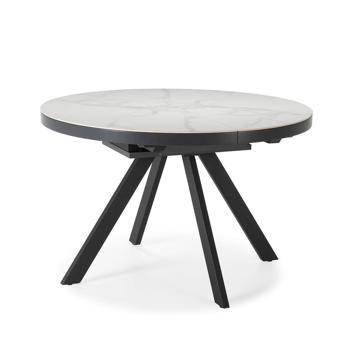 Tavolo tondo allungabile per 4/6 persone in ceramica bianca Bel 120/160x76 cm