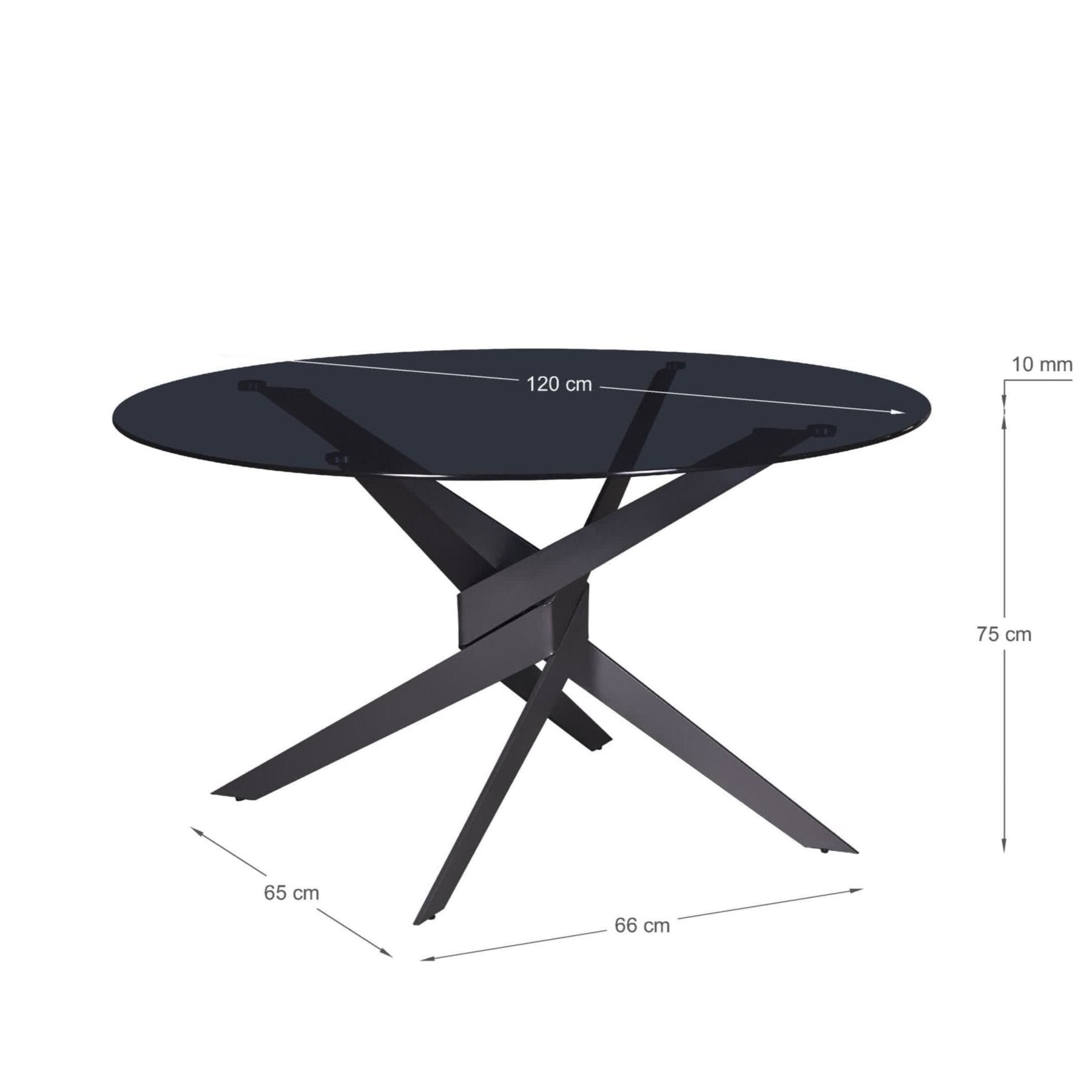 Tavolo tondo in cristallo per 4 persone piede in metallo grigio Jenna 120x76 cm