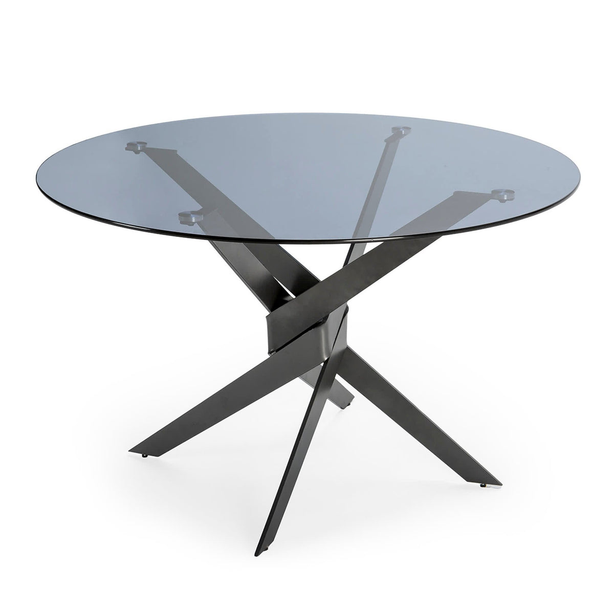 Tavolo tondo in cristallo per 4 persone piede in metallo grigio Jenna 120x76 cm