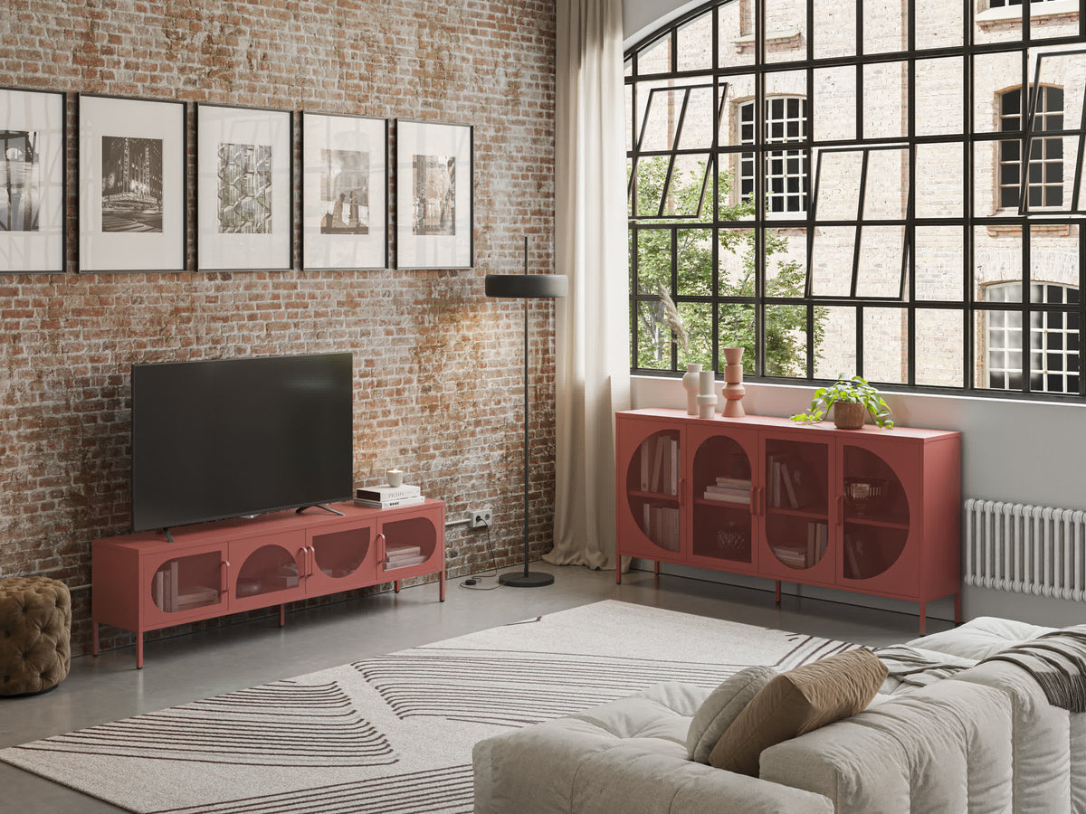 Mobile TV a 4 ante in metallo Diora 180x50 cm