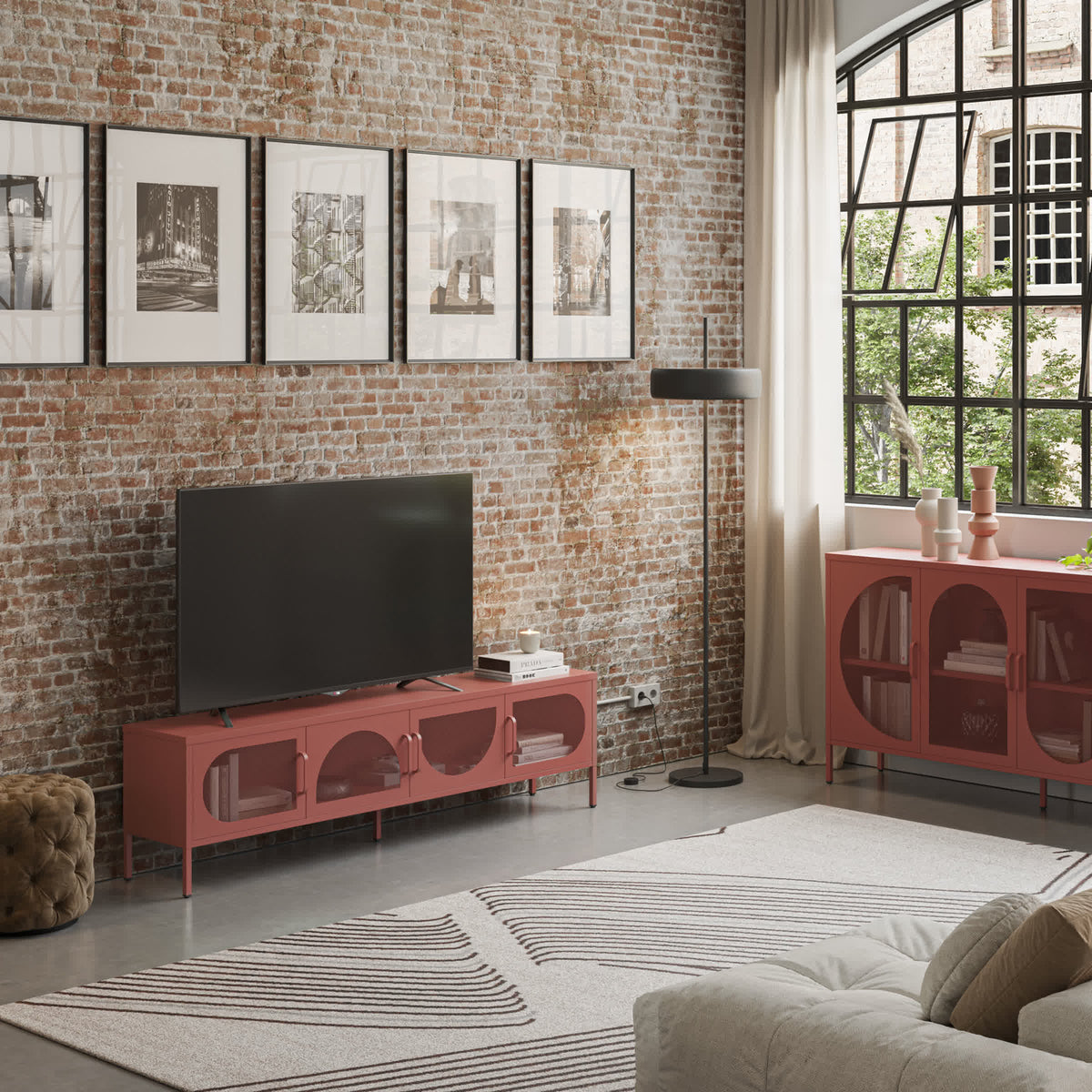 Mobile TV a 4 ante in metallo Diora 180x50 cm