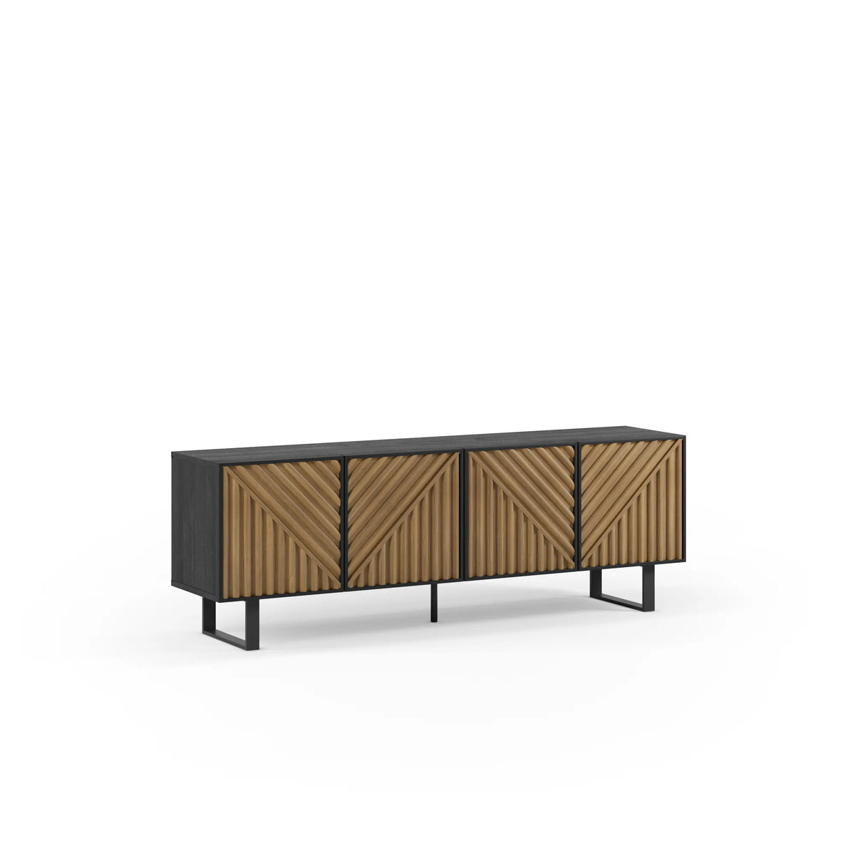 Mobile TV 4 ante nero e rovere Clea 161x55 cm