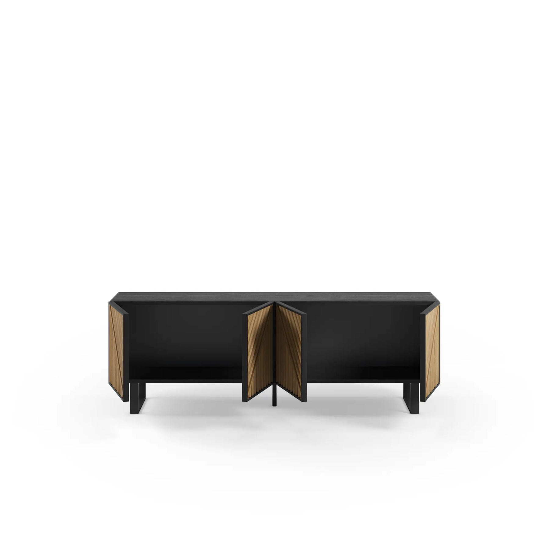 Mobile TV 4 ante nero e rovere Clea 161x55 cm