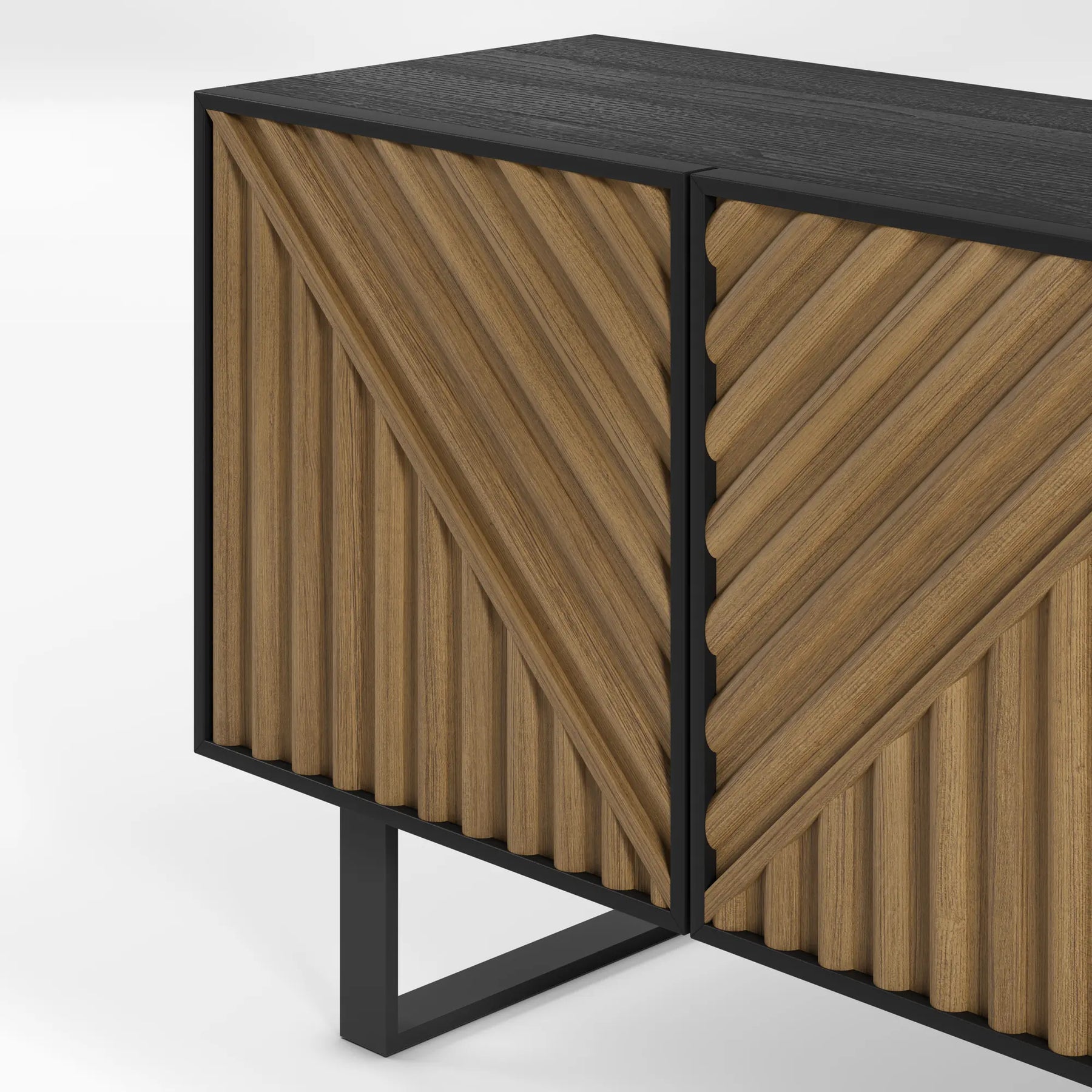 Mobile TV 4 ante nero e rovere Clea 161x55 cm