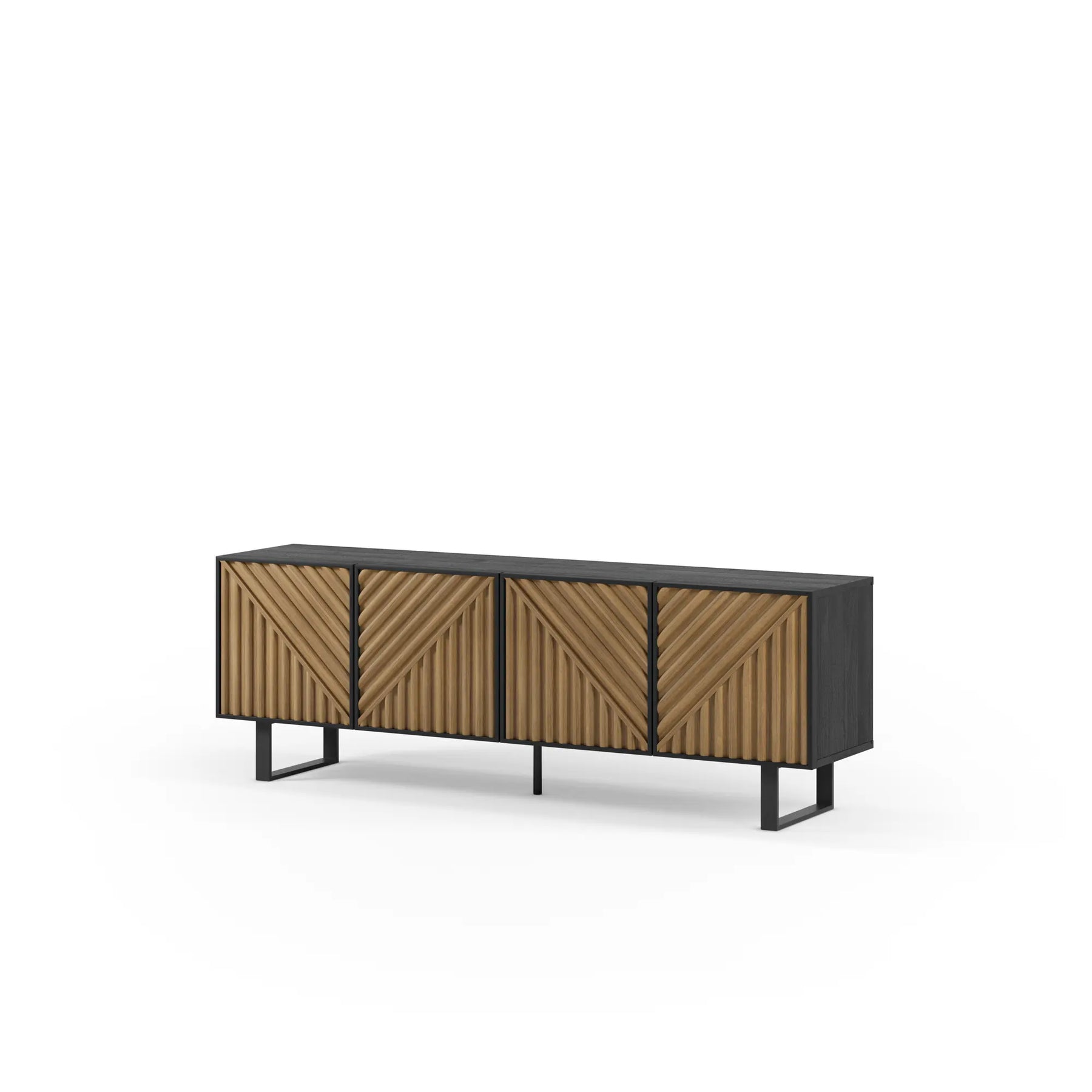 Mobile TV 4 ante nero e rovere Clea 161x55 cm