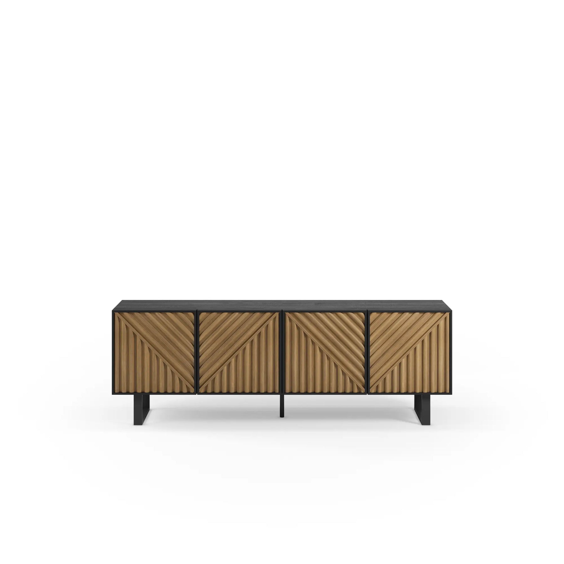 Mobile TV 4 ante nero e rovere Clea 161x55 cm