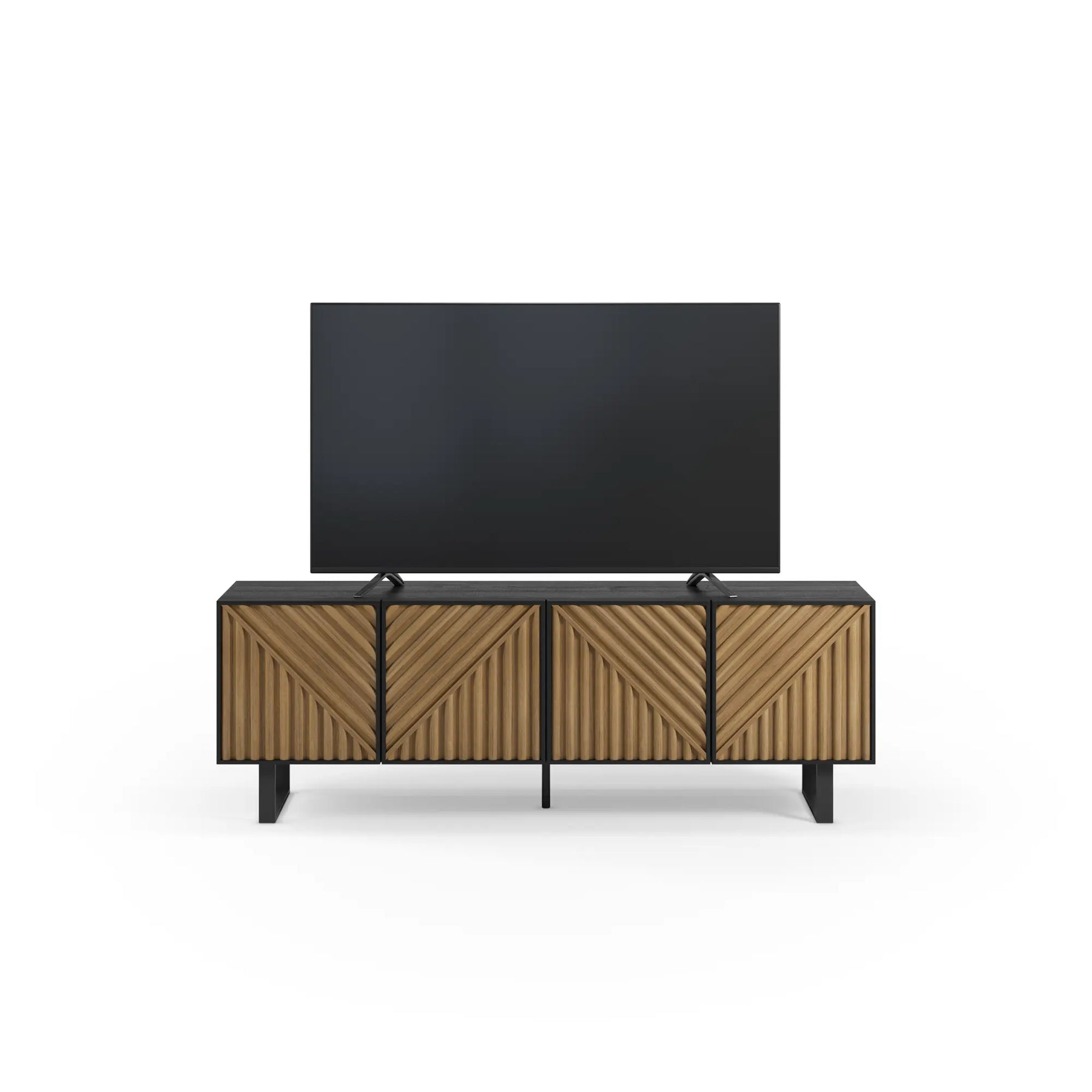 Mobile TV 4 ante nero e rovere Clea 161x55 cm
