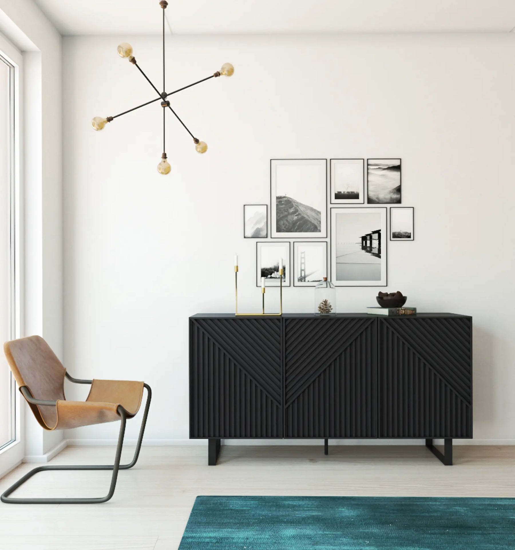 Madia 3 ante nero Petra 150x80 cm