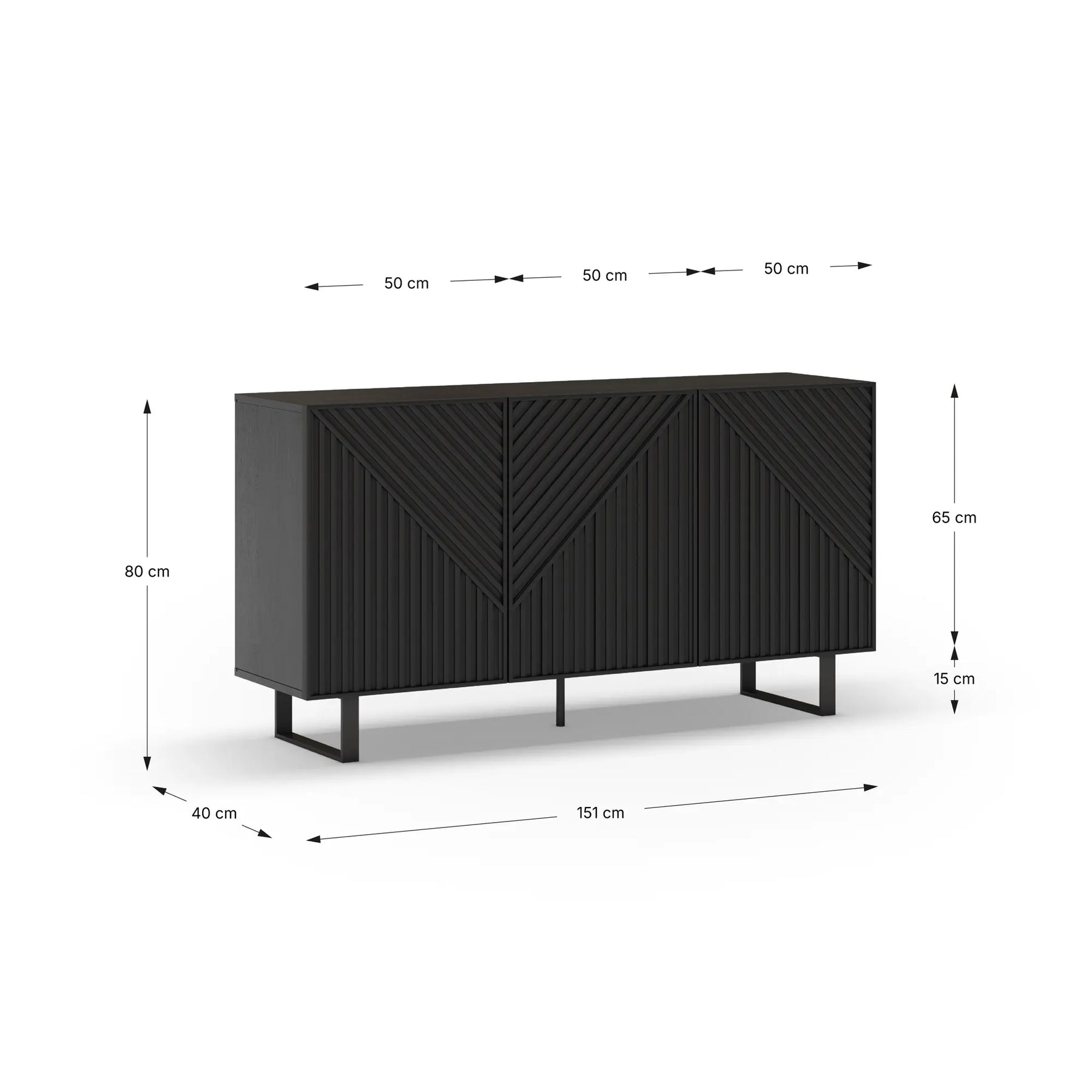 Madia 3 ante nero Petra 150x80 cm