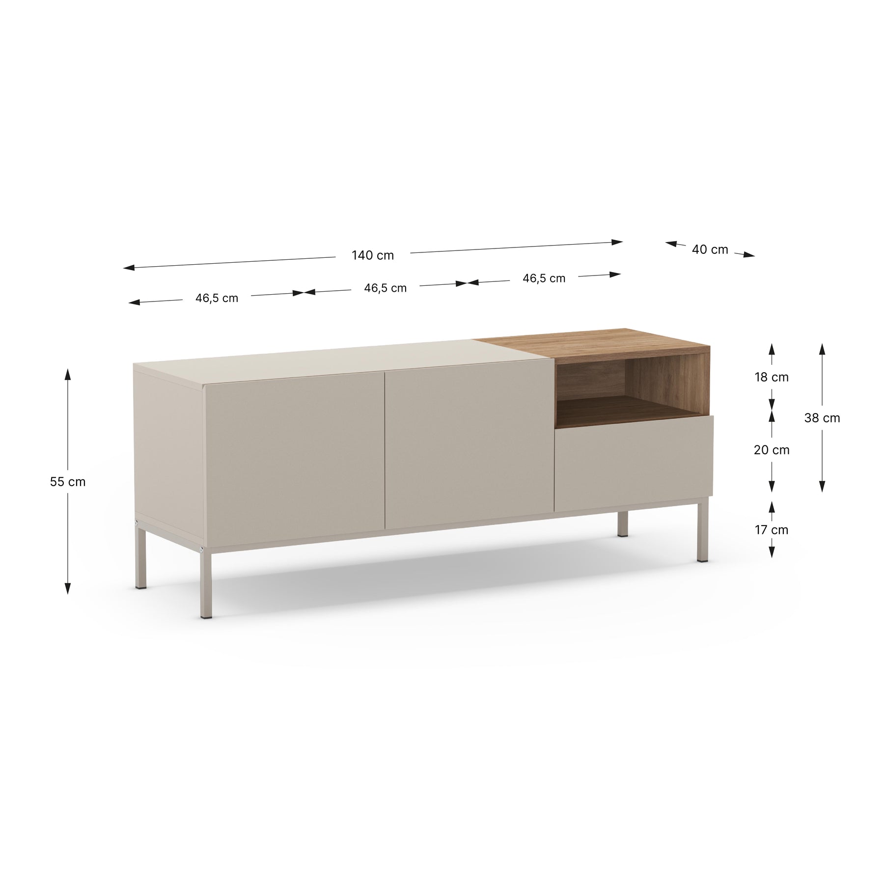 Mobile TV 2 ante 1 cassetto Nalia 140x55 cm