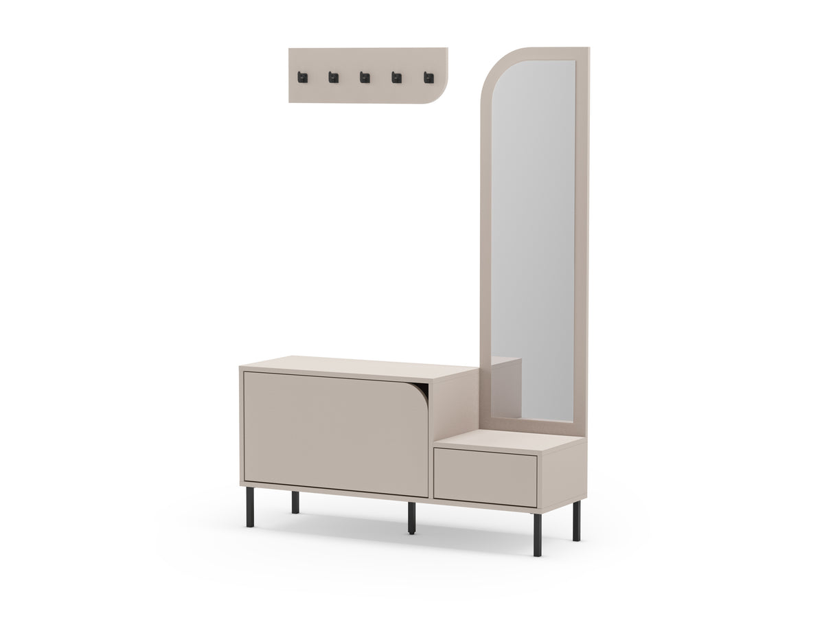 Scarpiera 2 ante con specchio e gancio appendiabiti Yara 112x172 cm