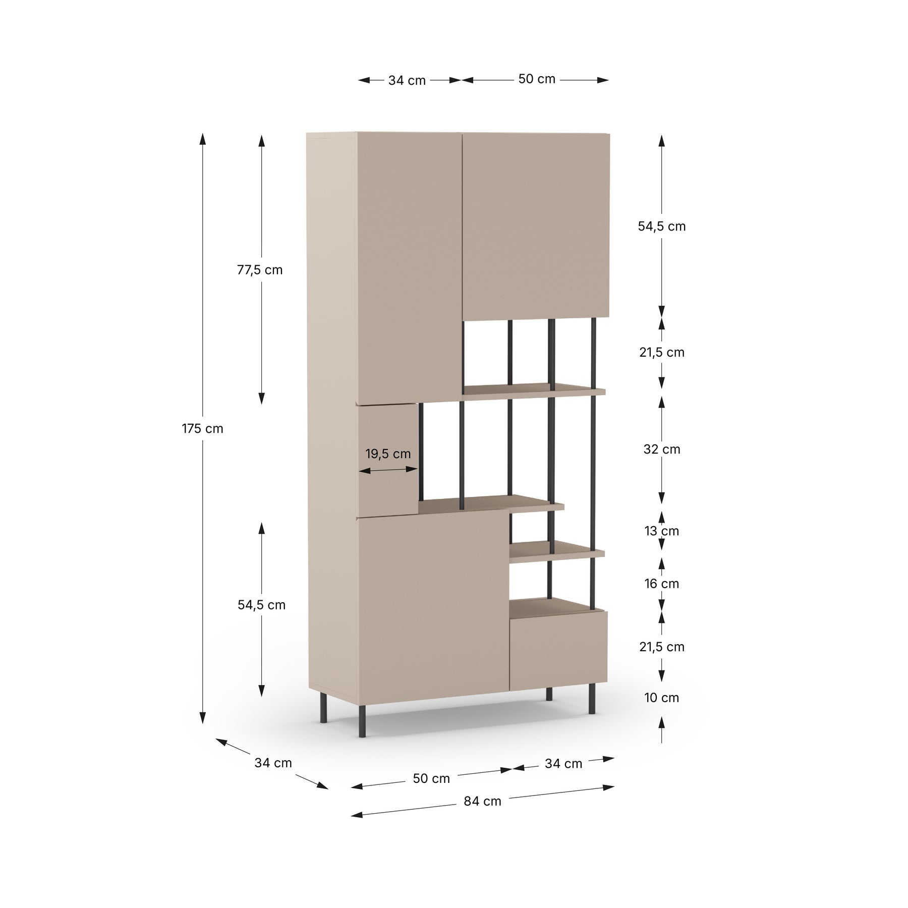 Libreria 5 ante Perla 84x175 cm