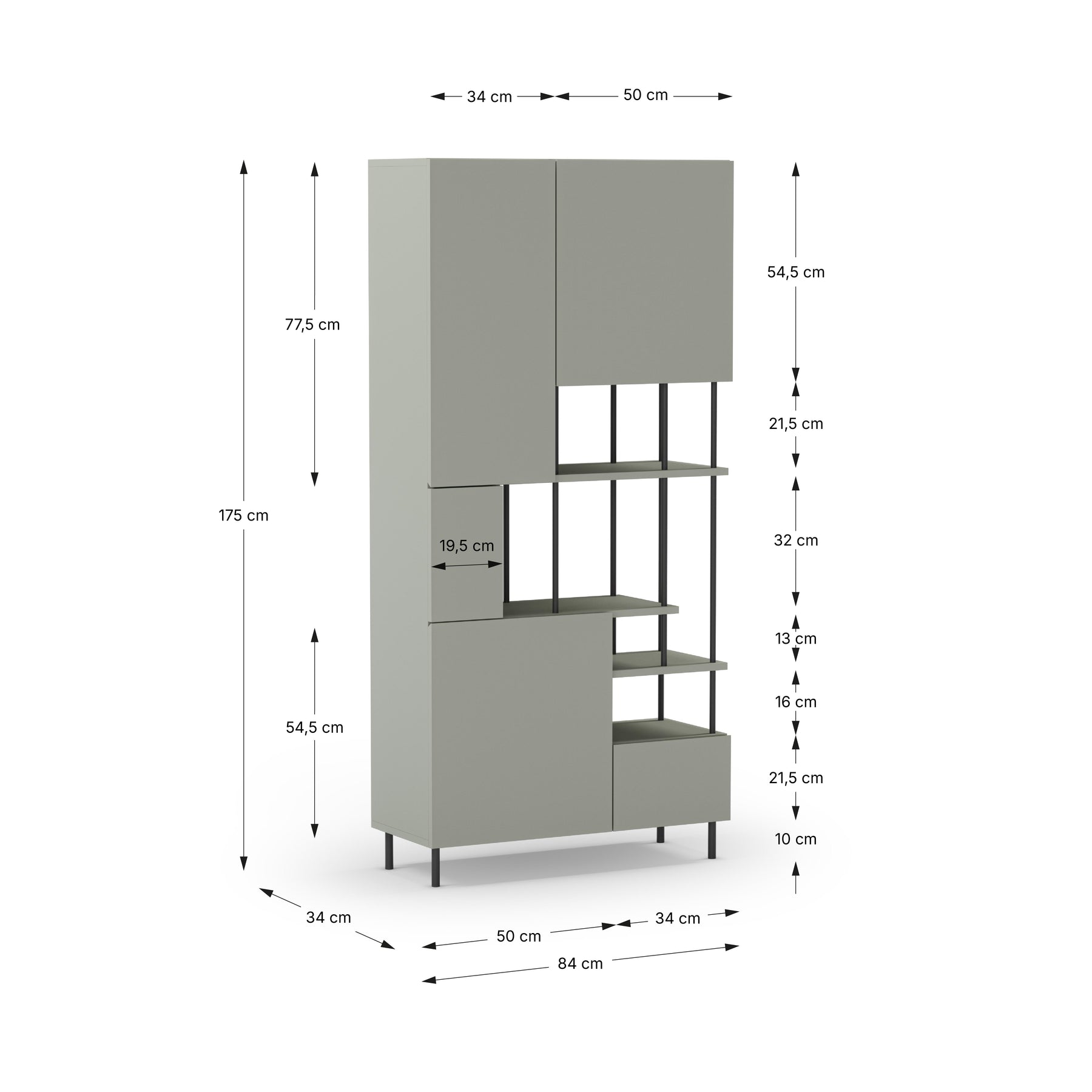 Libreria 5 ante Perla 84x175 cm