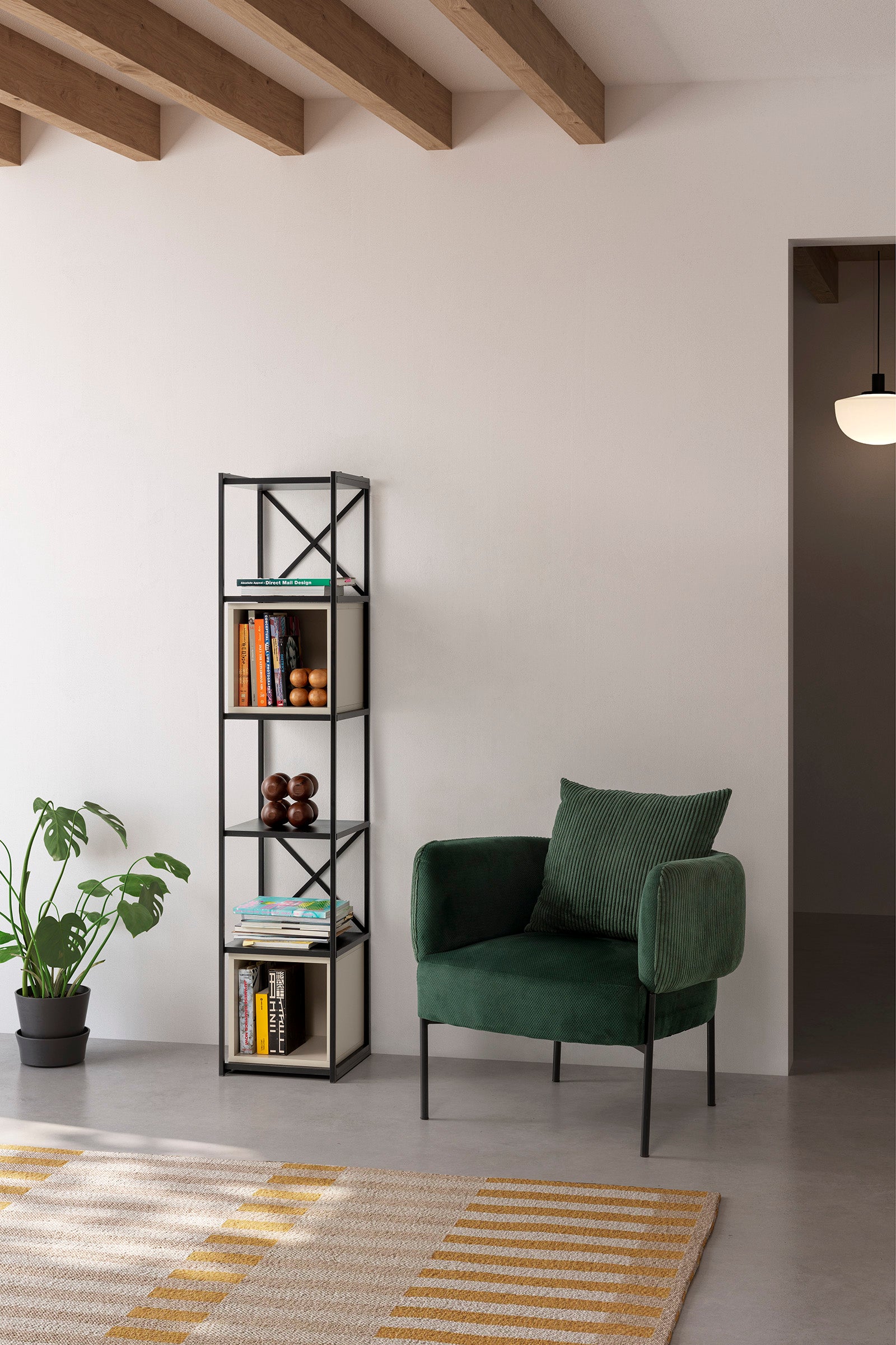 Libreria in metallo nero Anika 36x179 cm
