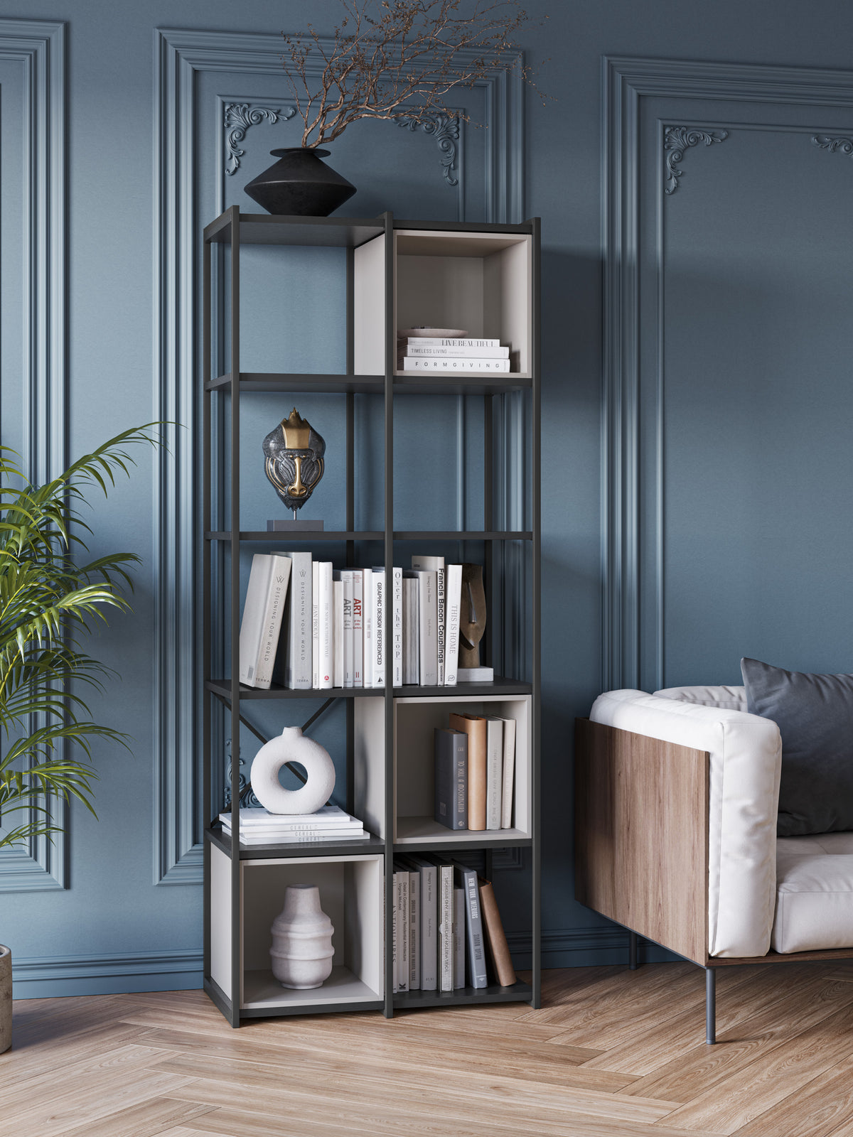 Libreria in metallo nero Anika 70x179 cm