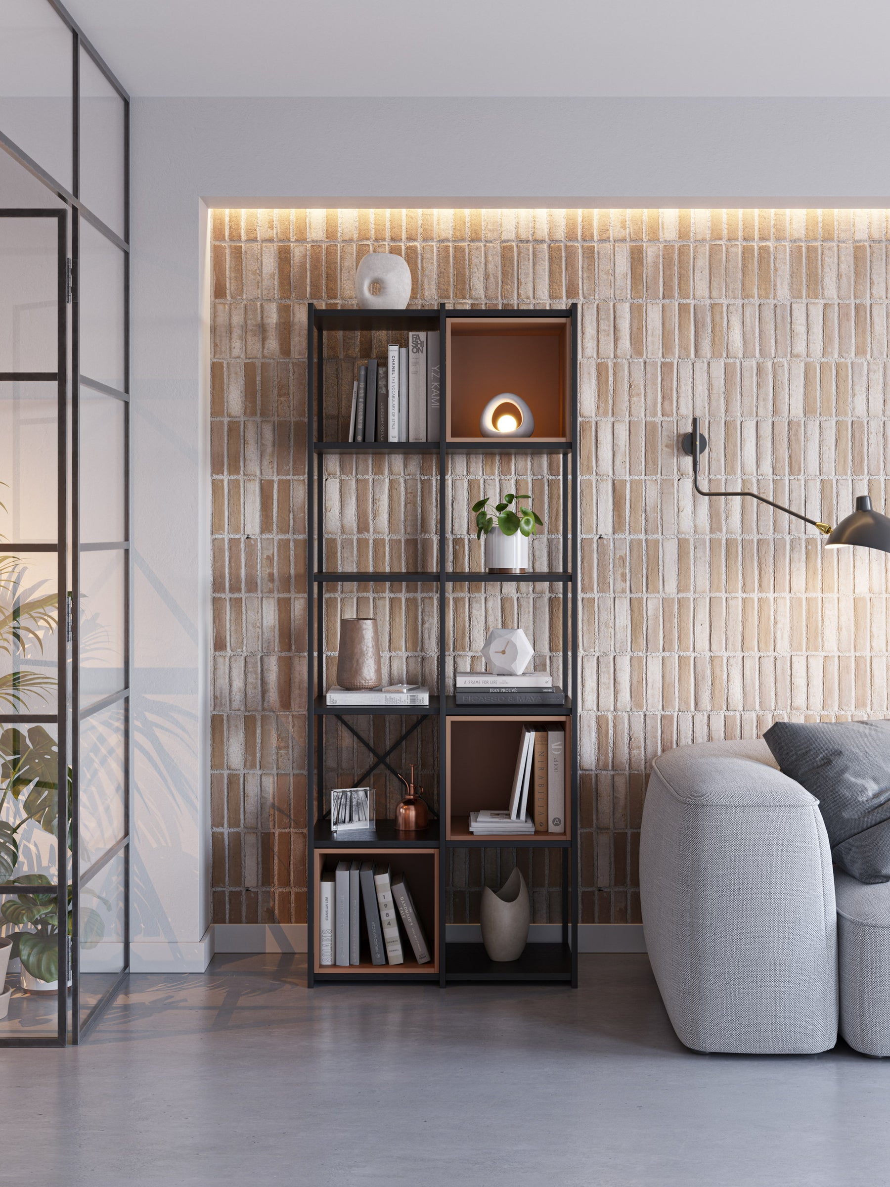 Libreria in metallo nero Anika 70x179 cm