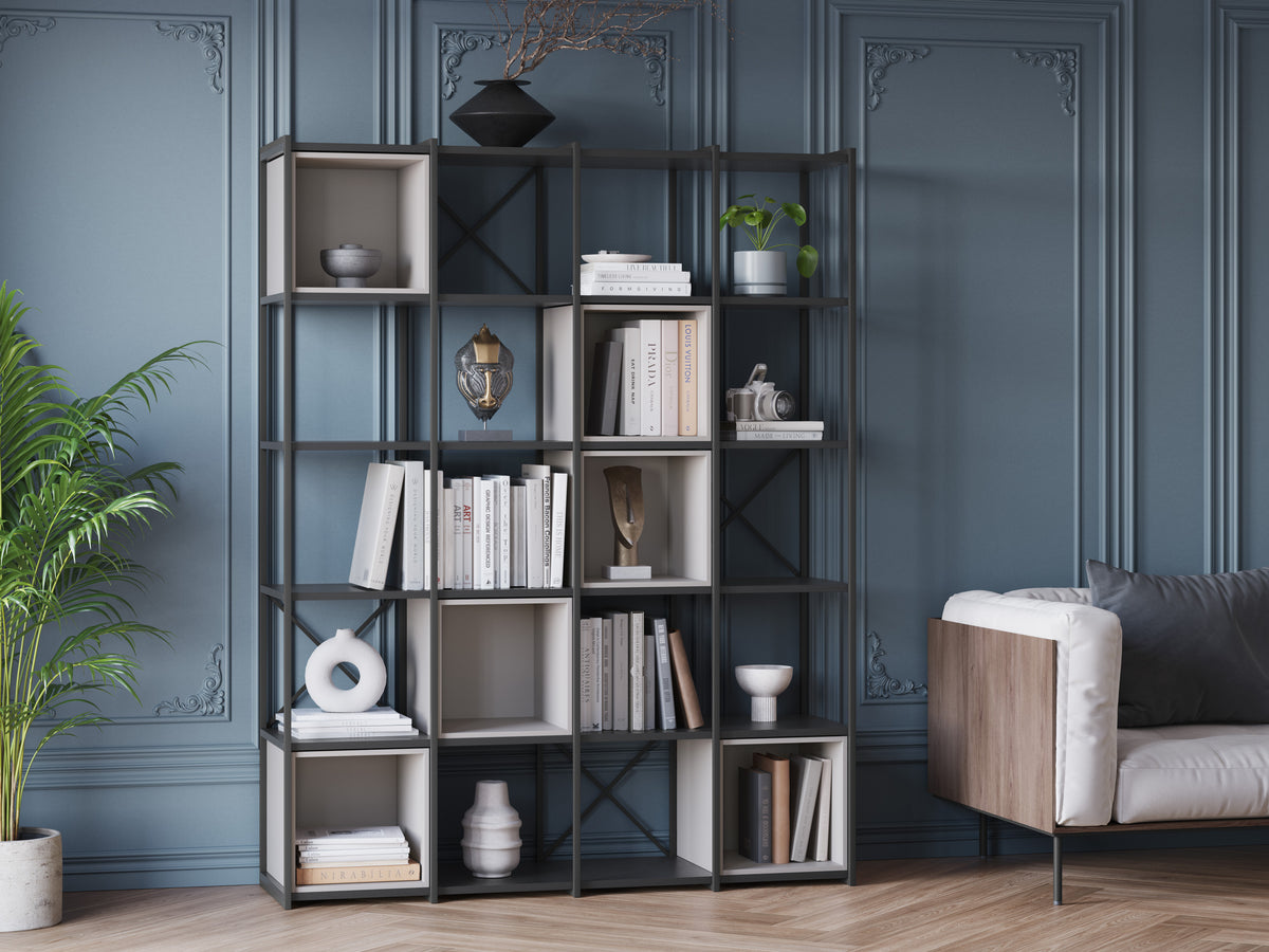 Libreria in metallo nero Anika 139x179 cm