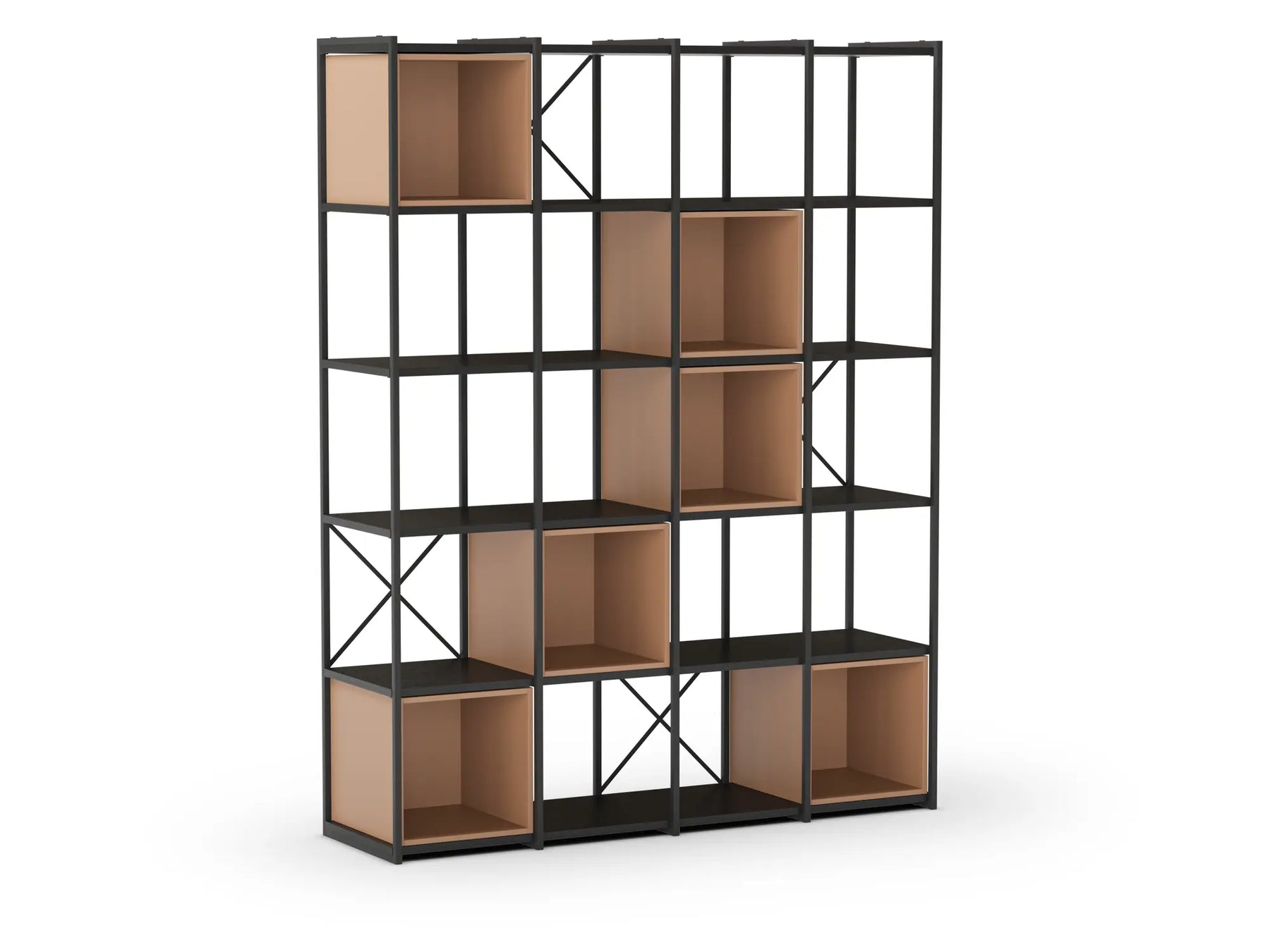 Libreria in metallo nero Anika 139x179 cm