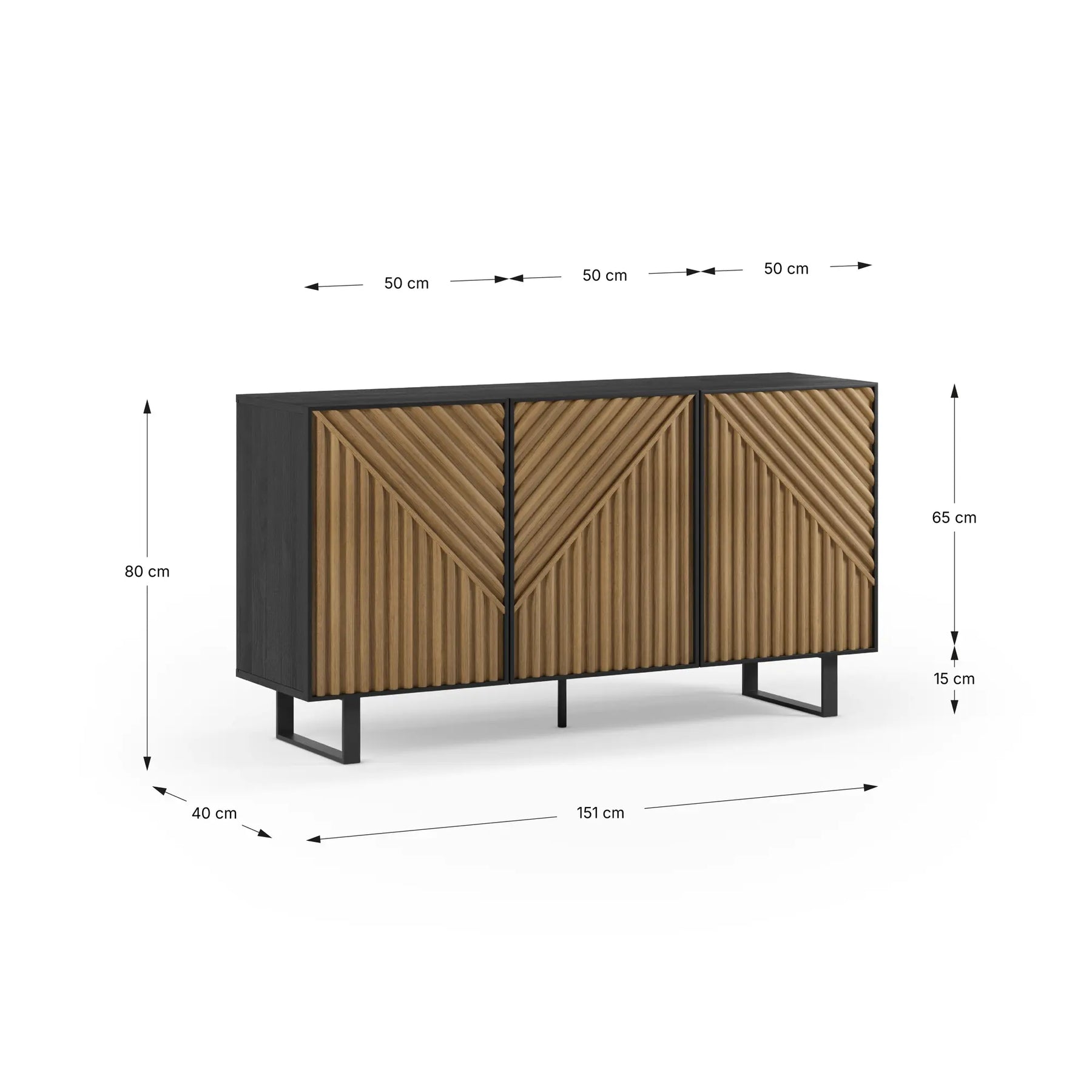 Madia 3 ante nero e rovere Clea 150x80 cm