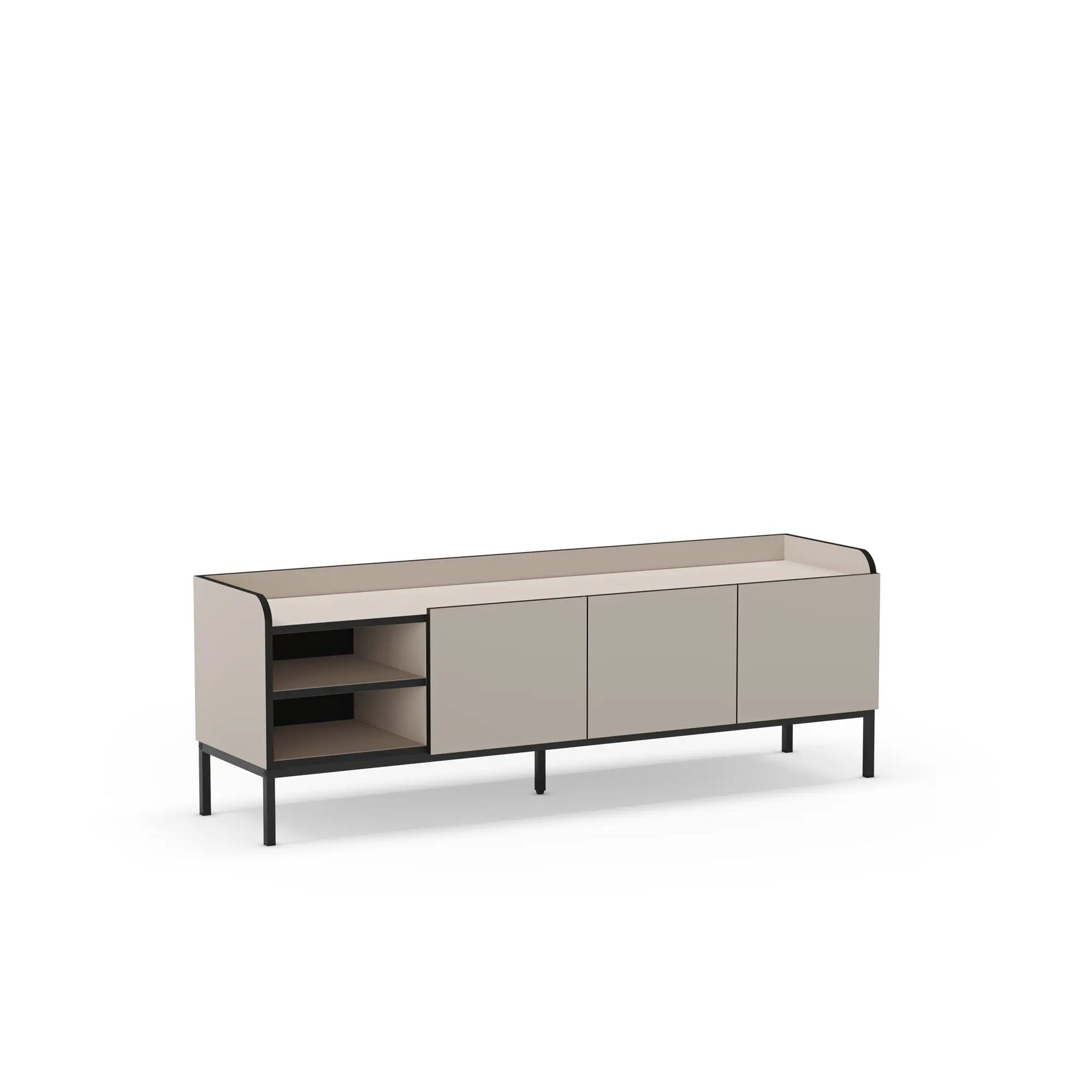 Mobile TV 3 ante con gamba in metallo Audry 160x55 cm