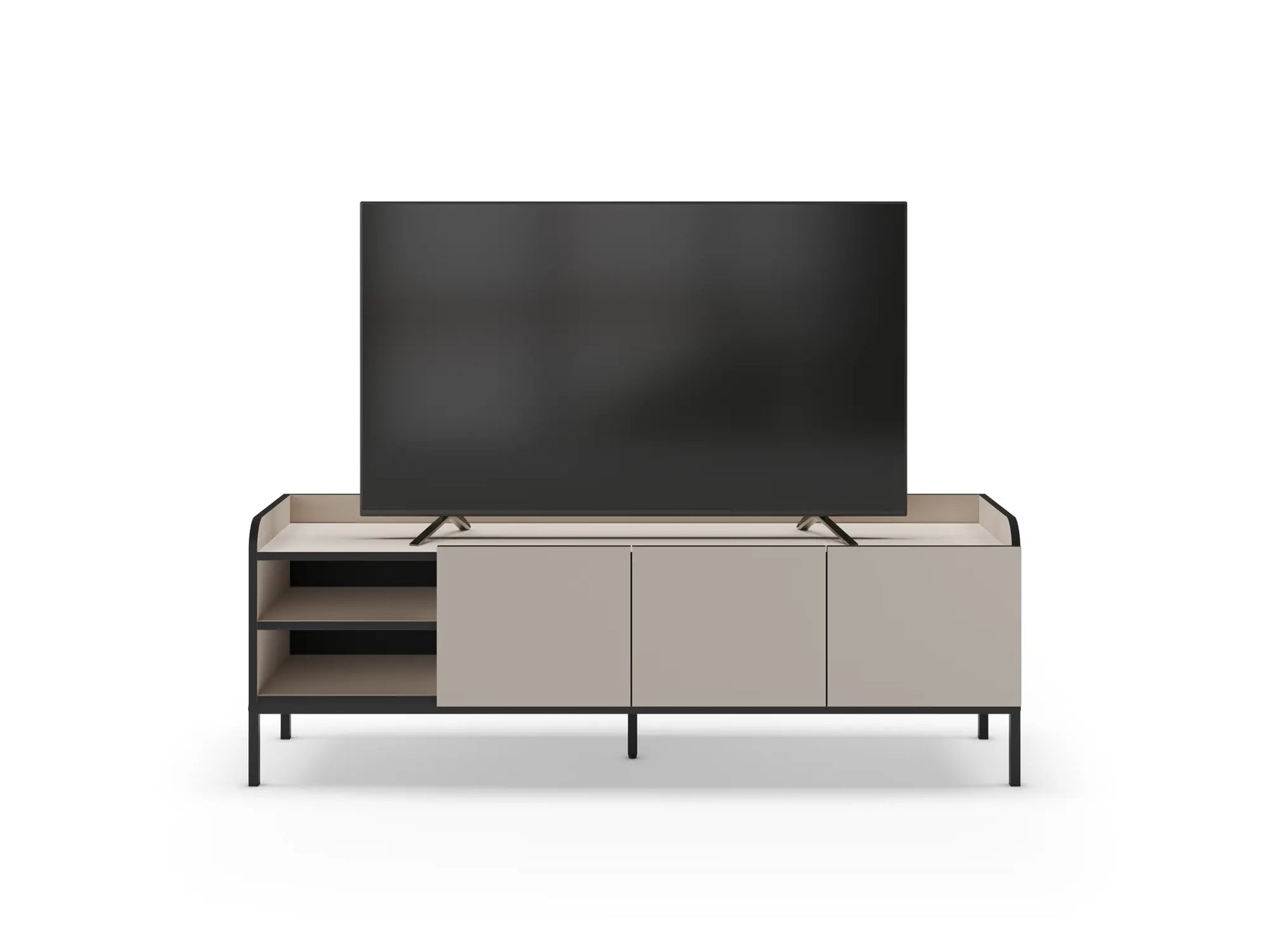 Mobile TV 3 ante con gamba in metallo Audry 160x55 cm