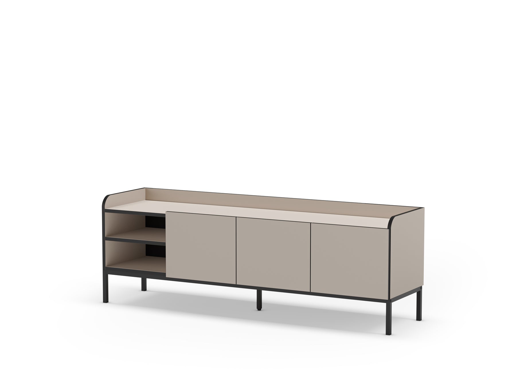 Mobile TV 3 ante con gamba in metallo Audry 160x55 cm