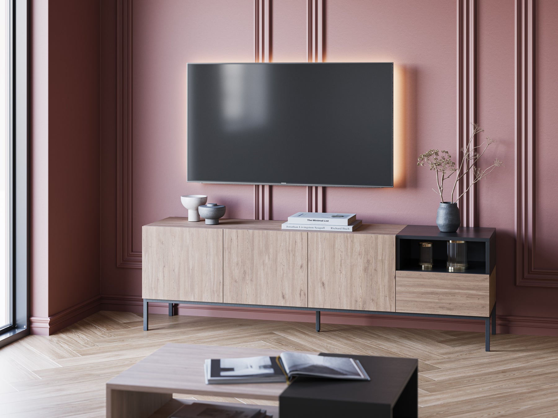 Mobile TV 3 ante 1 cassetto Nalia 180x55 cm