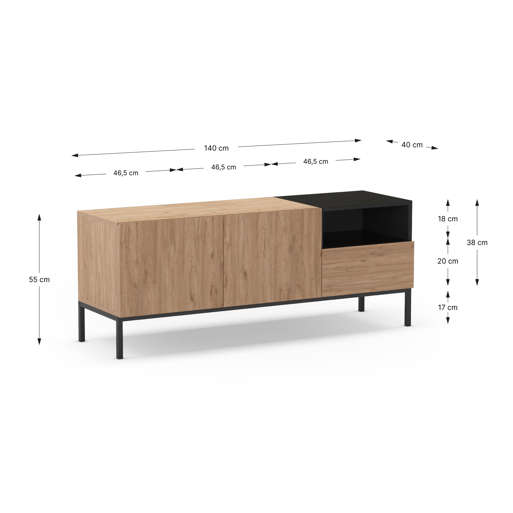 Mobile TV 2 ante 1 cassetto Nalia 140x55 cm