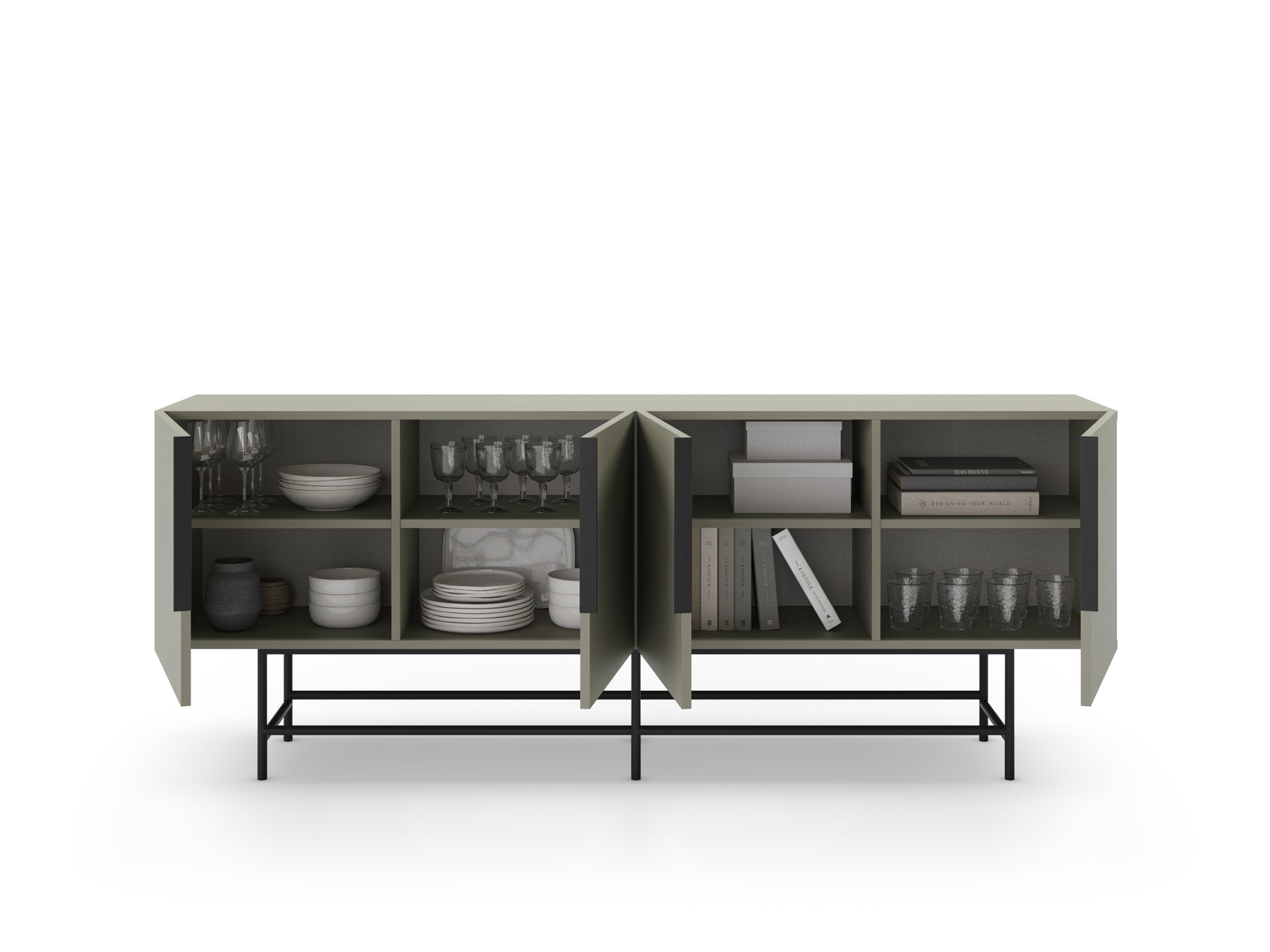 Madia 4 ante con gamba in metallo Elide 200x77 cm