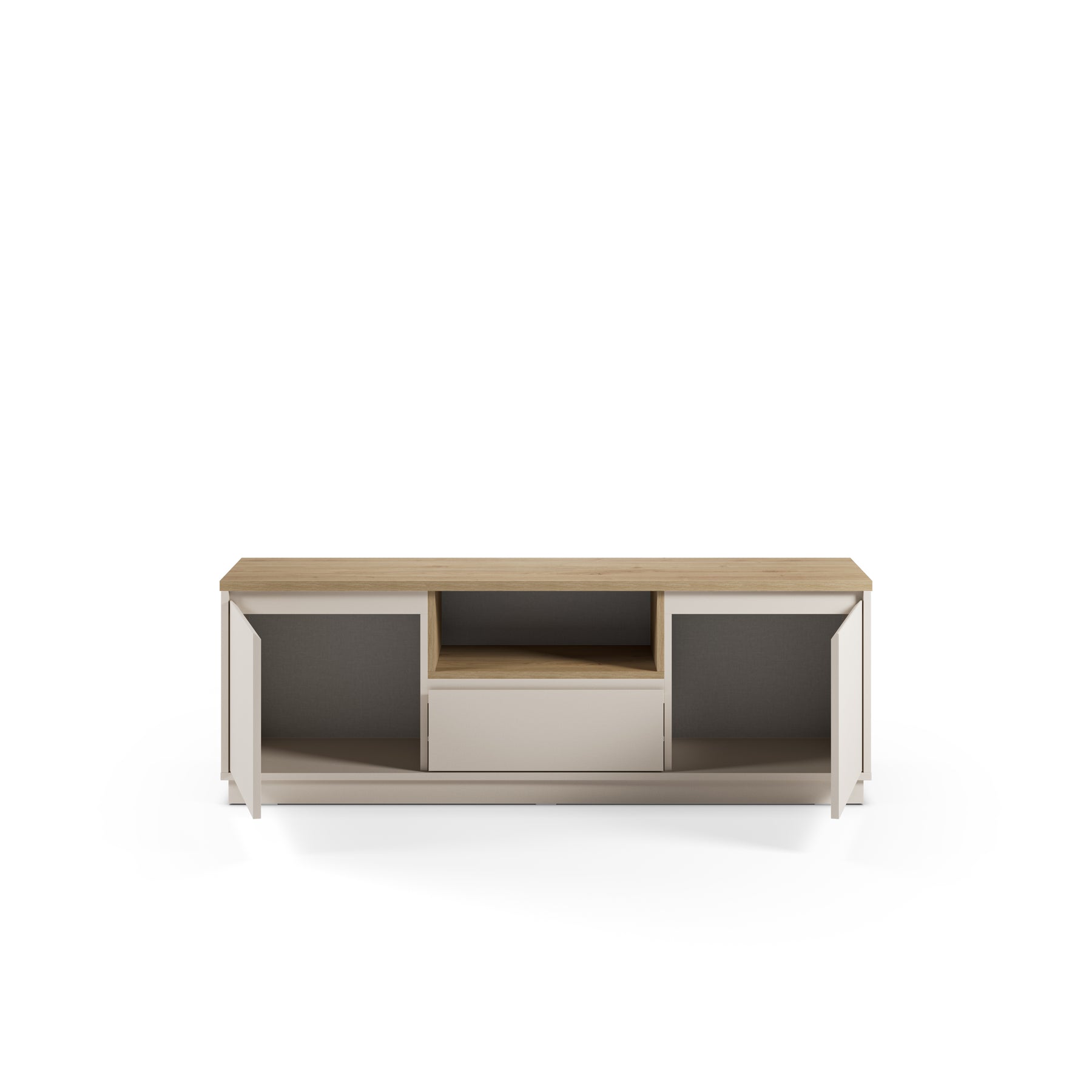 Mobile TV 2 ante 1 cassetto tortora Dory 161x55 cm