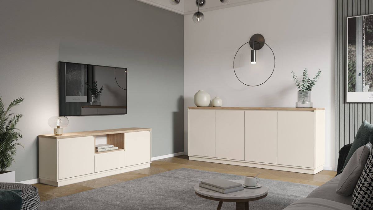 Mobile TV 2 ante 1 cassetto tortora Dory 161x55 cm