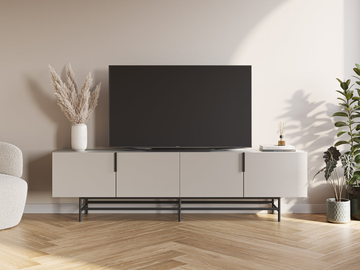 Mobile TV 4 ante con gamba in metallo Elide 200x63 cm