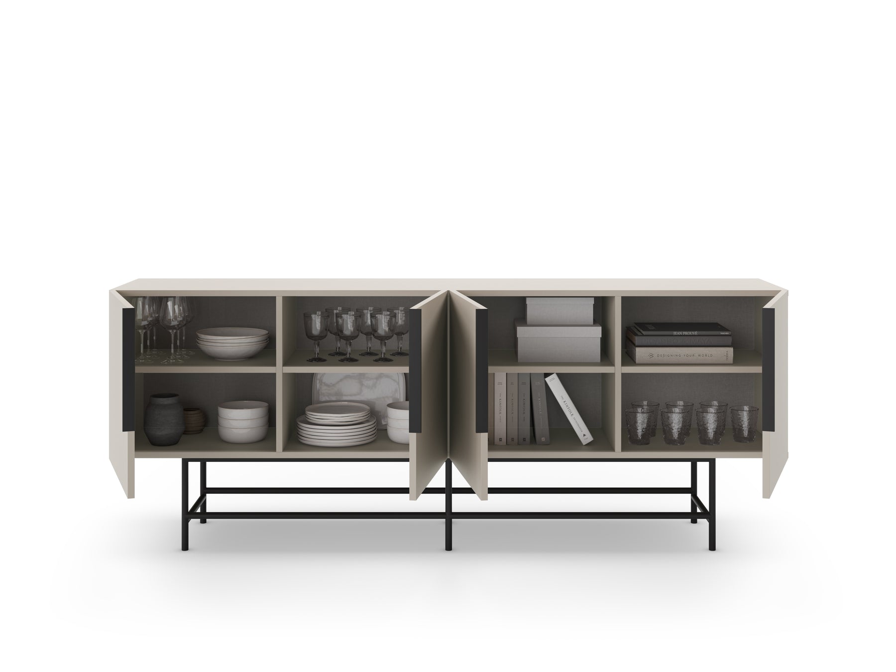 Madia 4 ante con gamba in metallo Elide 200x77 cm