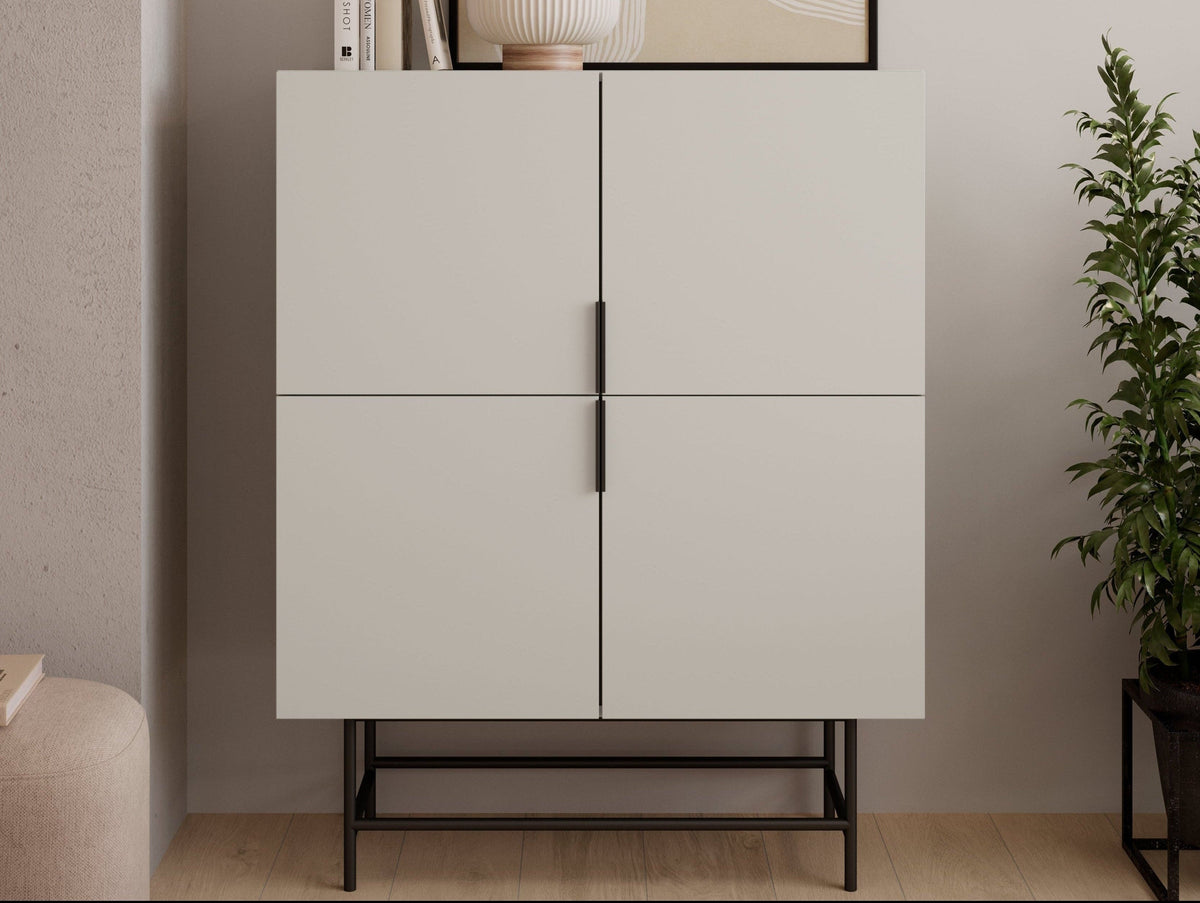 Credenza 4 ante con gamba in metallo Elide 100x128 cm