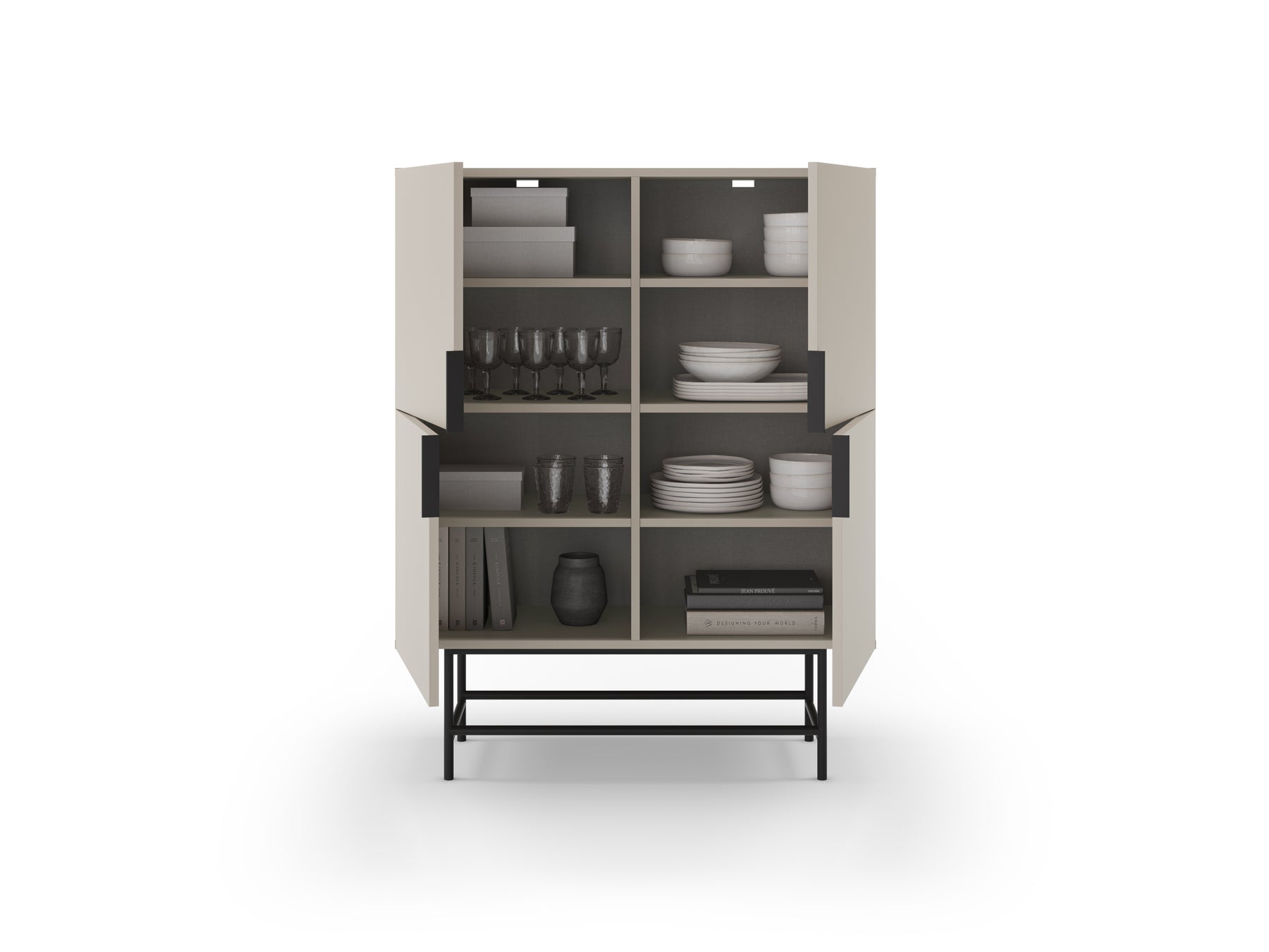Credenza 4 ante con gamba in metallo Elide 100x128 cm