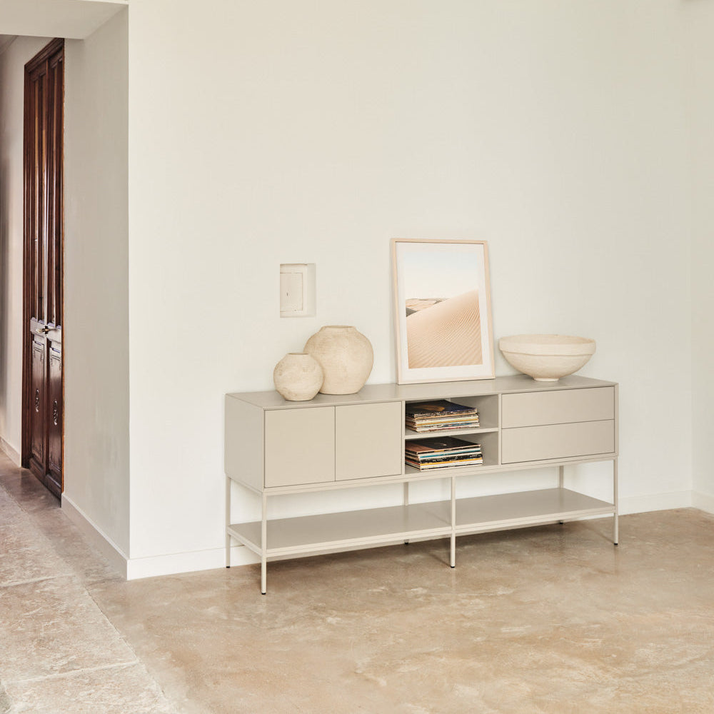 Mobile TV 2 ante 2 cassetti con gambe in metallo Platt 178x74 cm