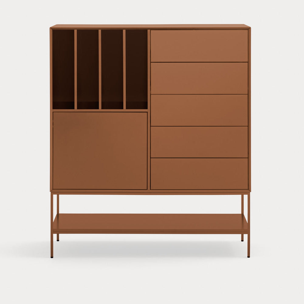 Credenza 1 anta 5 cassetti con gambe in metallo Platt 120x140 cm