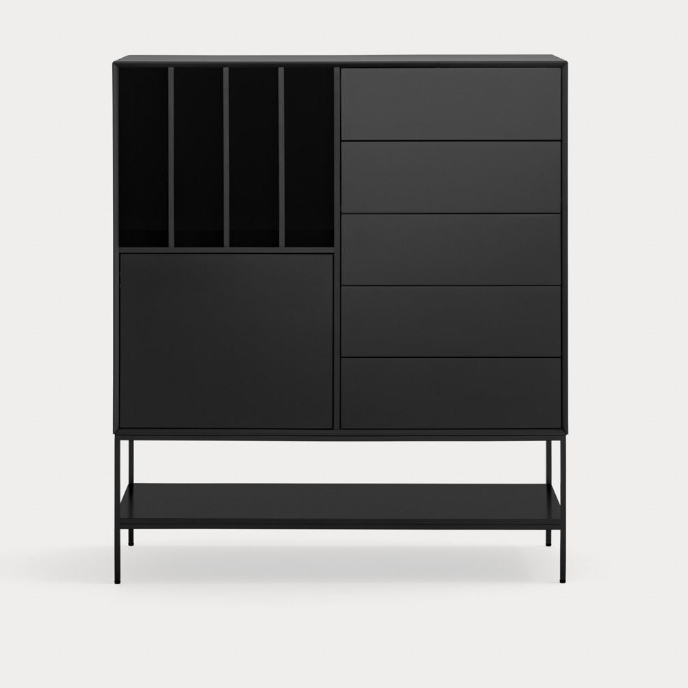 Credenza 1 anta 5 cassetti con gambe in metallo Platt 120x140 cm